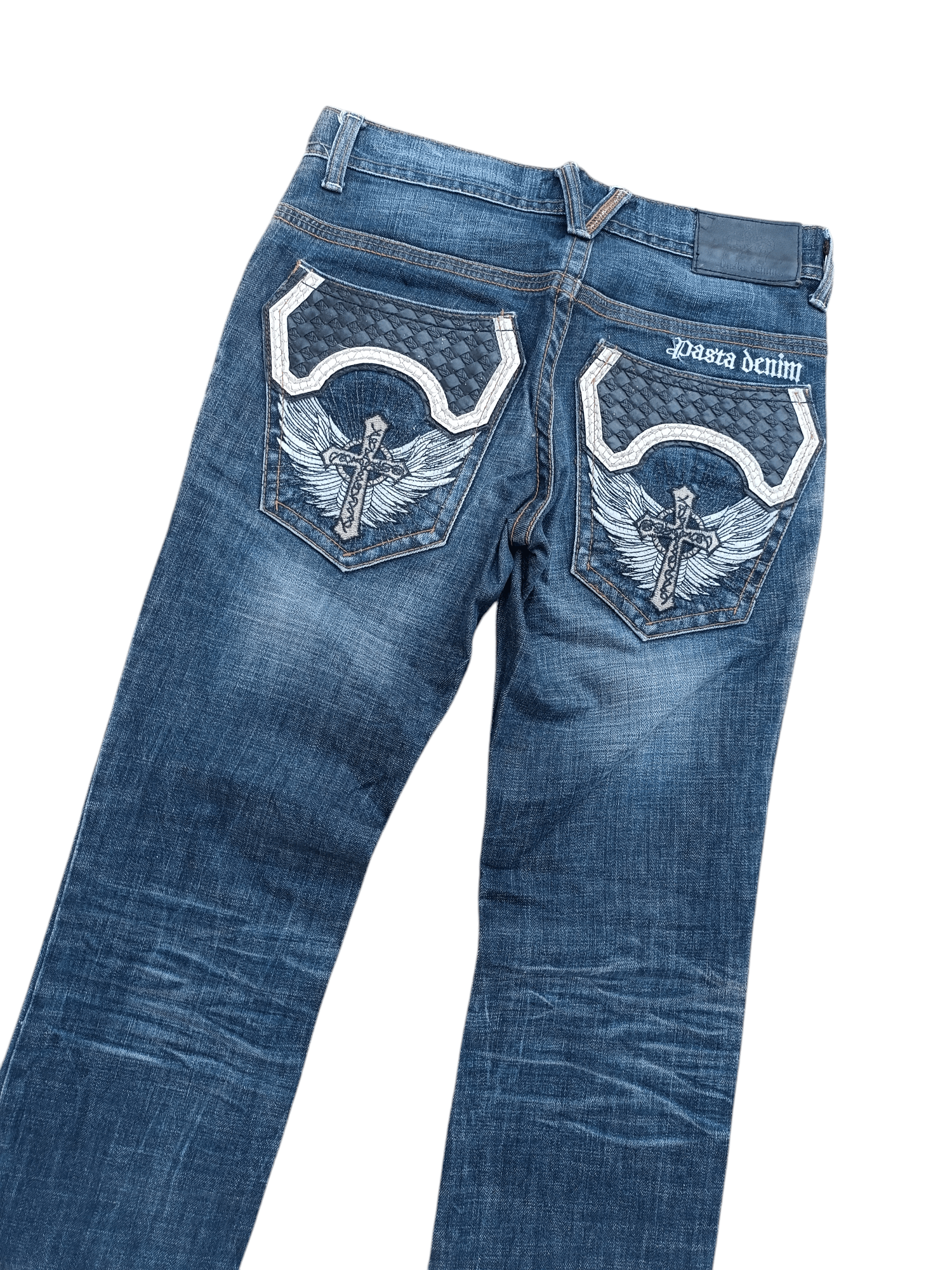 Tornado Mart PASTADENIM Skinny Distressed Whiskers Faded Embroidery Cross Size US 30 / EU 46 - 15 Thumbnail