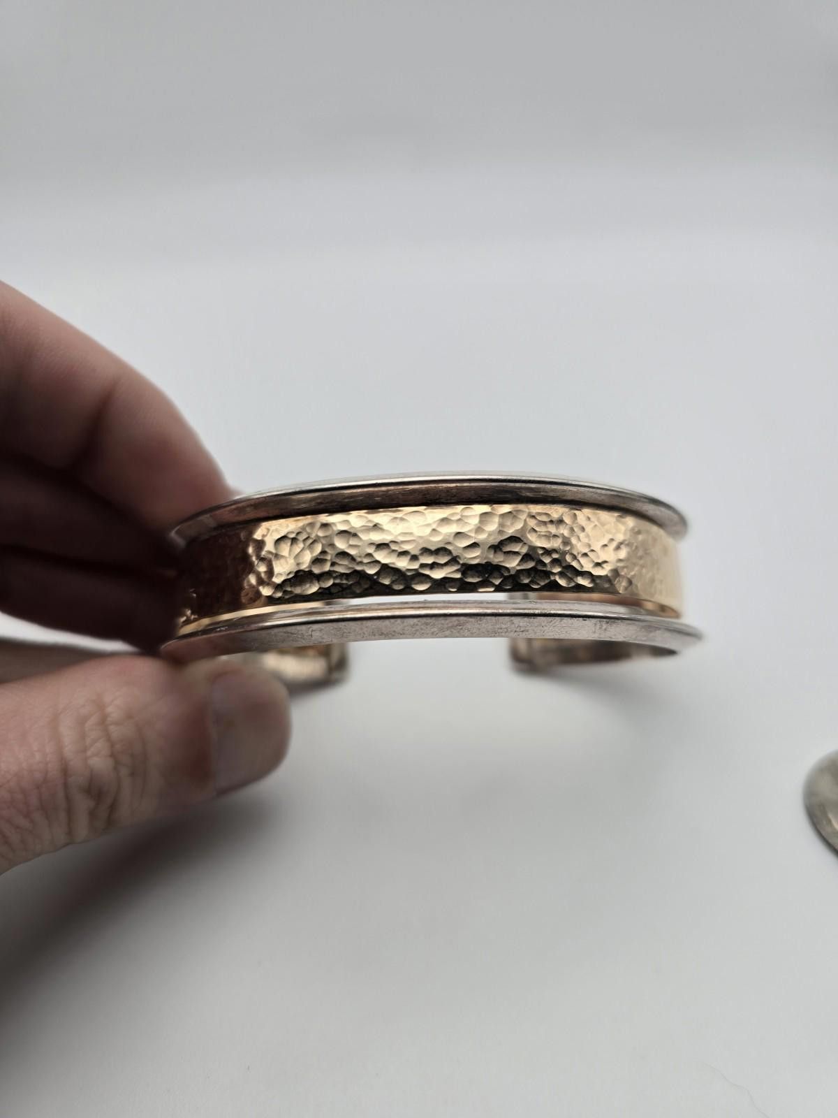 Studio D'Artisan Artisan Cuff Bracelet Signed Sterling Silver & 14k GF Heavy Size ONE SIZE - 2 Thumbnail