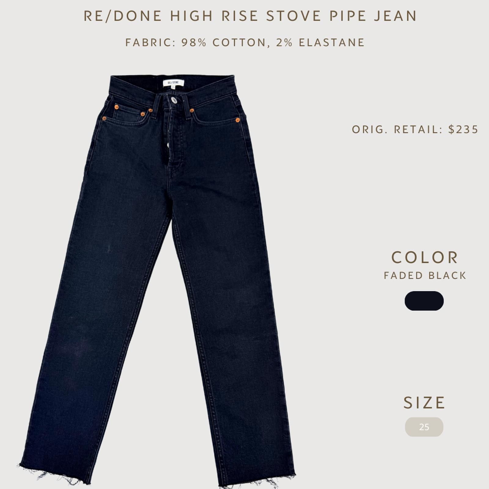 RE/DONE RE/DONE High Rise Stove Pipe Jeans in Faded Black, Size 25 Size 25" / US 0 / IT 36 - 2 Thumbnail