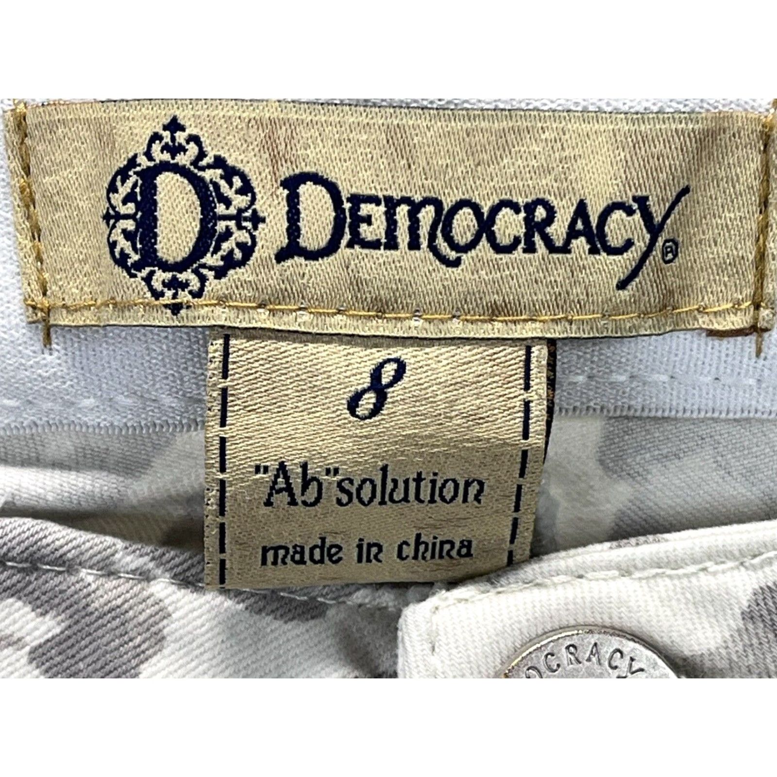 Vintage DEMOCRACY Animal Print Jeans Sz 8 Womens Skinny Raw Hem White Grey Leopard Size 30" / US 8 / IT 44 - 7 Thumbnail