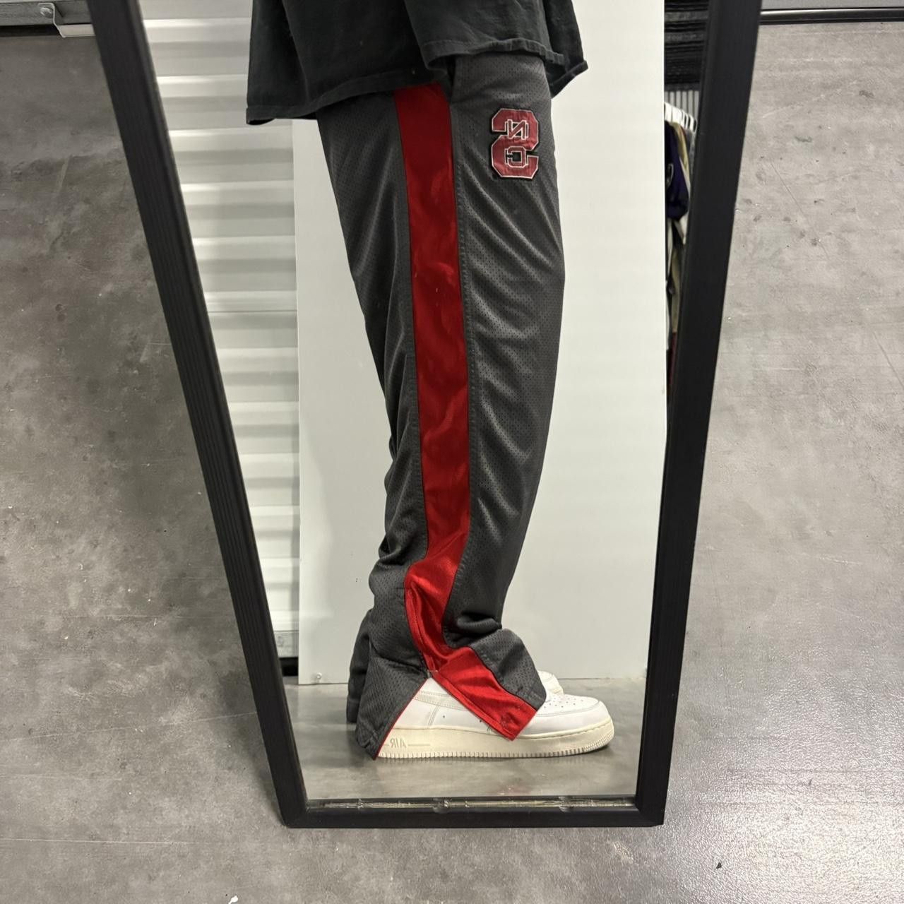 Vintage CRAZY Vintage Y2K/2000s Baggy Striped North Carolina State University Grey and red Mesh Sweatpants! Size US 32 / EU 48 - 1 Thumbnail
