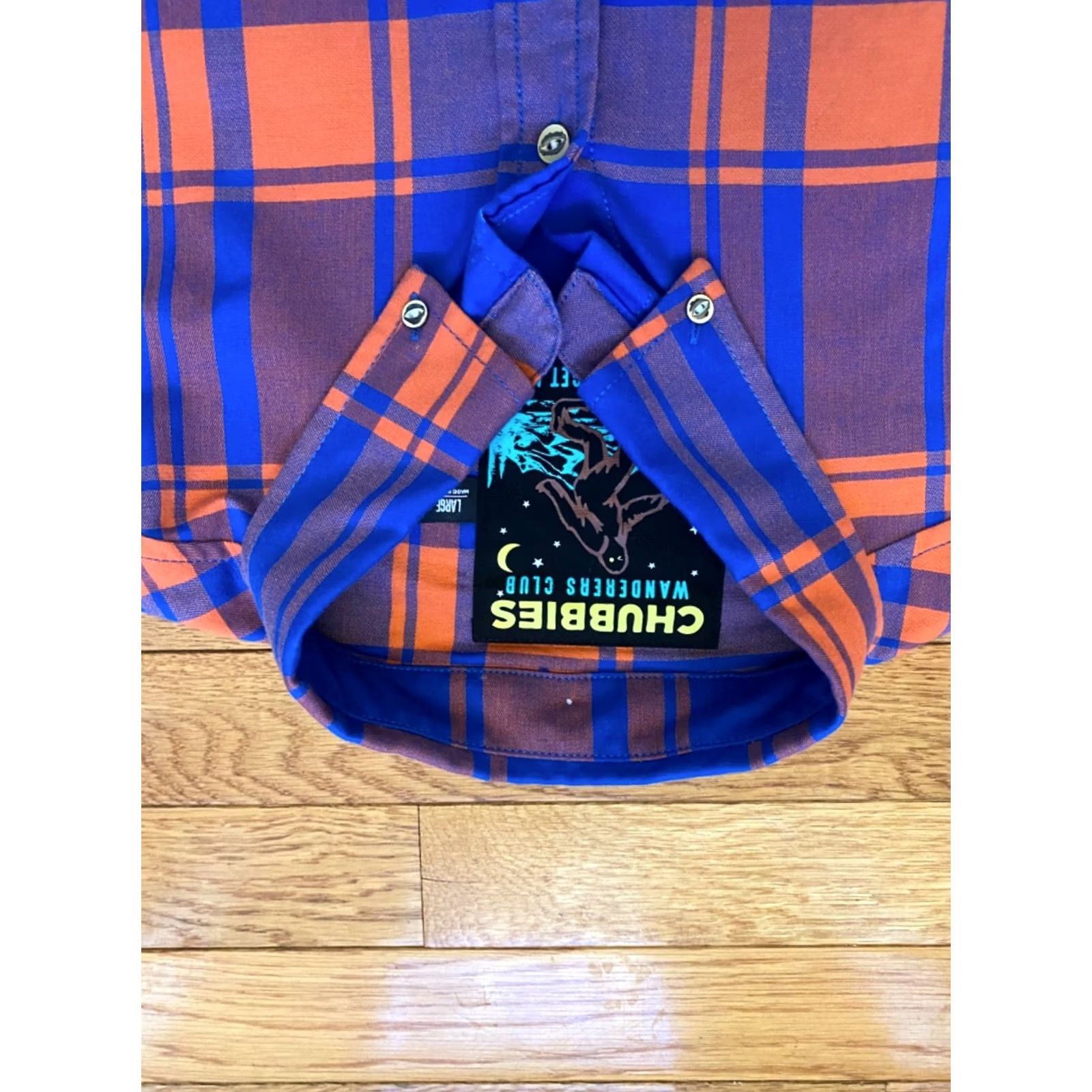 Chubbies Chubbies Button-Up Shirt Plaid Flannel Blue/Orange In Tent Wanderers Club Sz L Mens Shirt Size US L / EU 52-54 / 3 - 5 Thumbnail