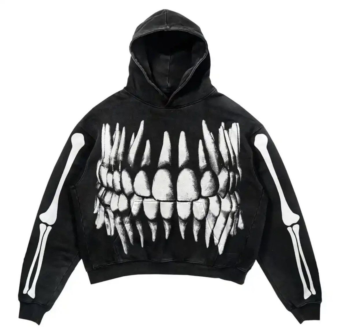 Y2K Oversized Bones Print Hoodies