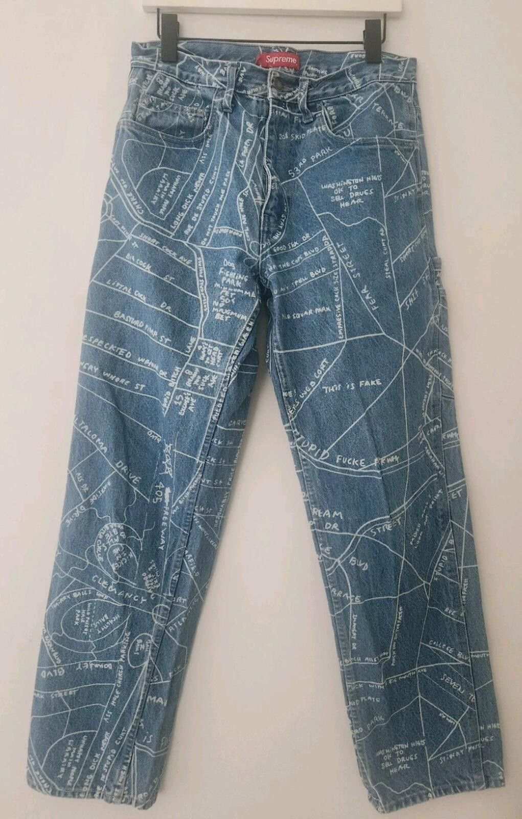 Supreme SS19 Supreme Gonz Map Denim Painter Pant | Grailed