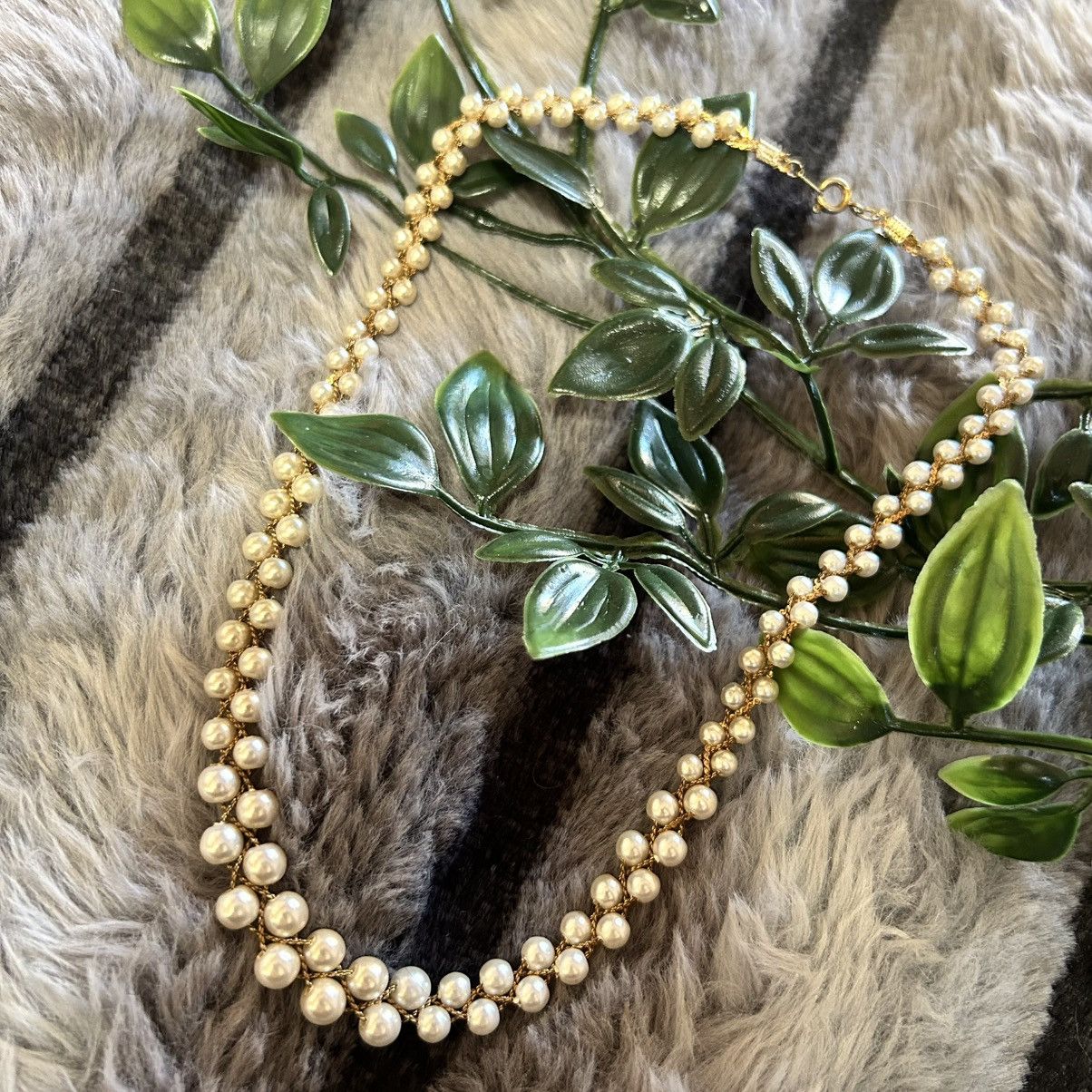 Vintage Vintage 80s braided lattice glass pearl chain necklace Size ONE SIZE - 6 Thumbnail
