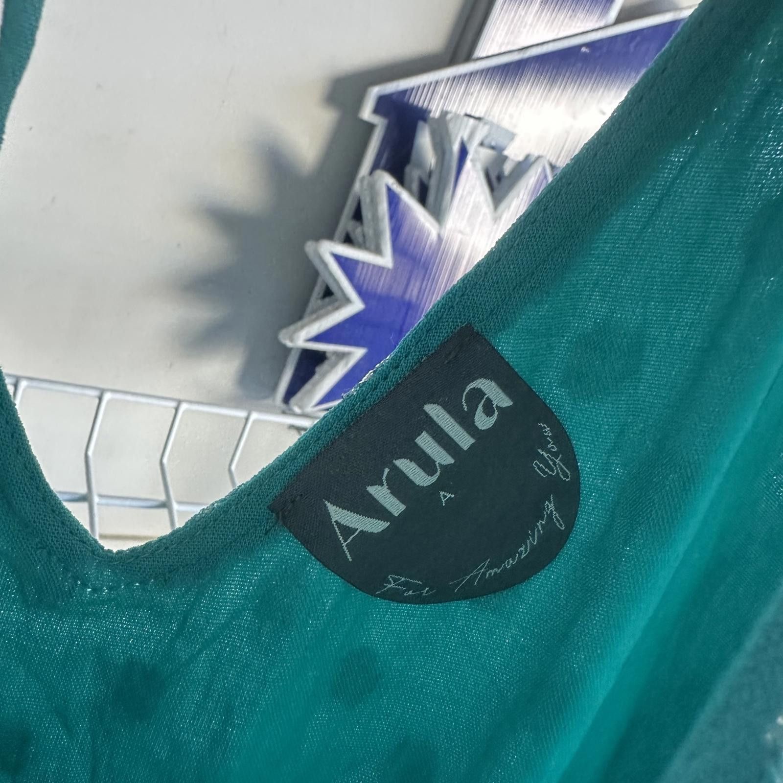 Designer Arula 1X Bohemian Chic Teal Maxi Dress with Silver Dots Size XL / US 12-14 / IT 48-50 - 5 Thumbnail