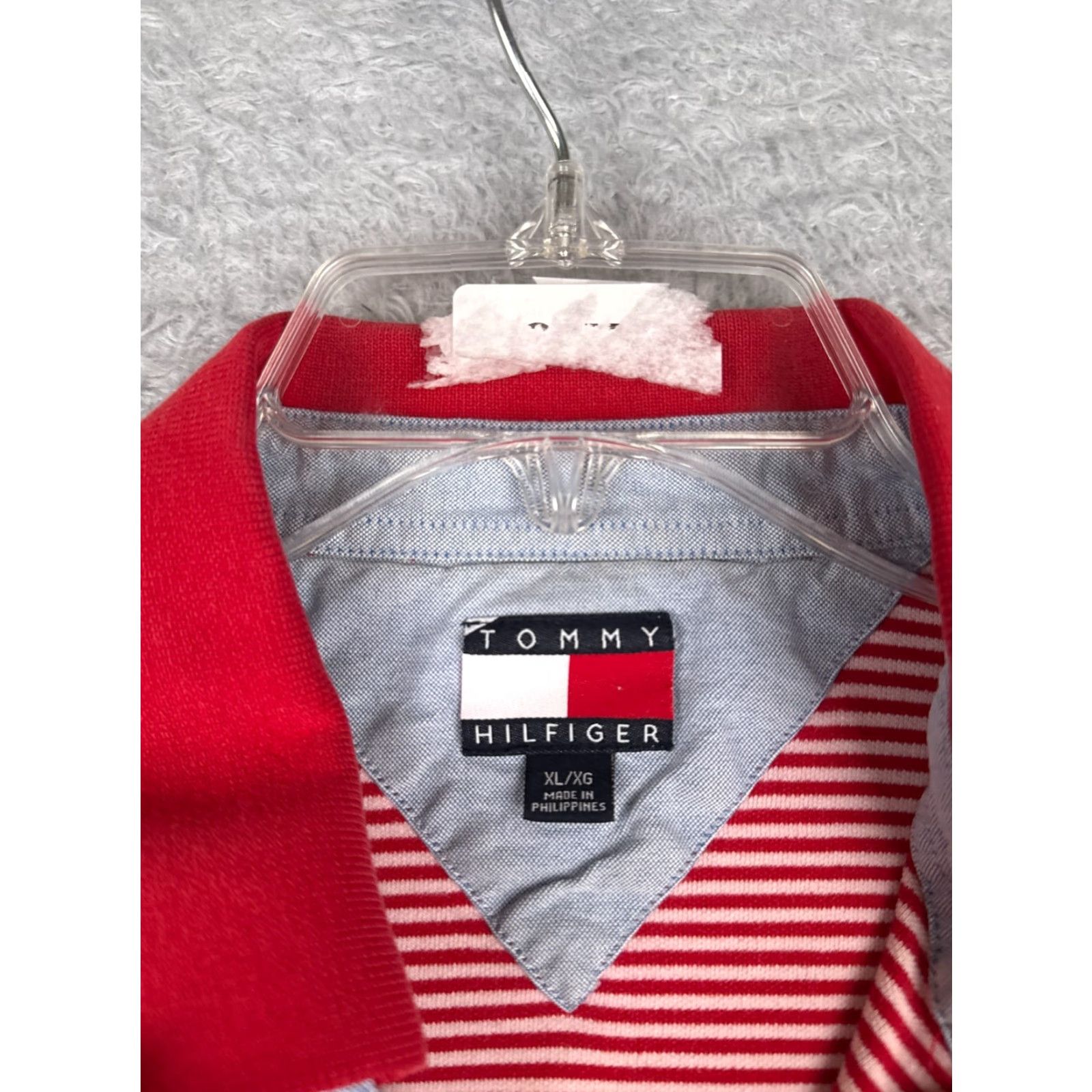 Tommy Hilfiger Tommy Hilfiger Polo Shirt Men XL Red Stripe 100% Cotton Knit Slim Short Sleeve Button Embroidered Logo Classic Golf Rugby Shirt Size US XL / EU 56 / 4 - 7 Thumbnail