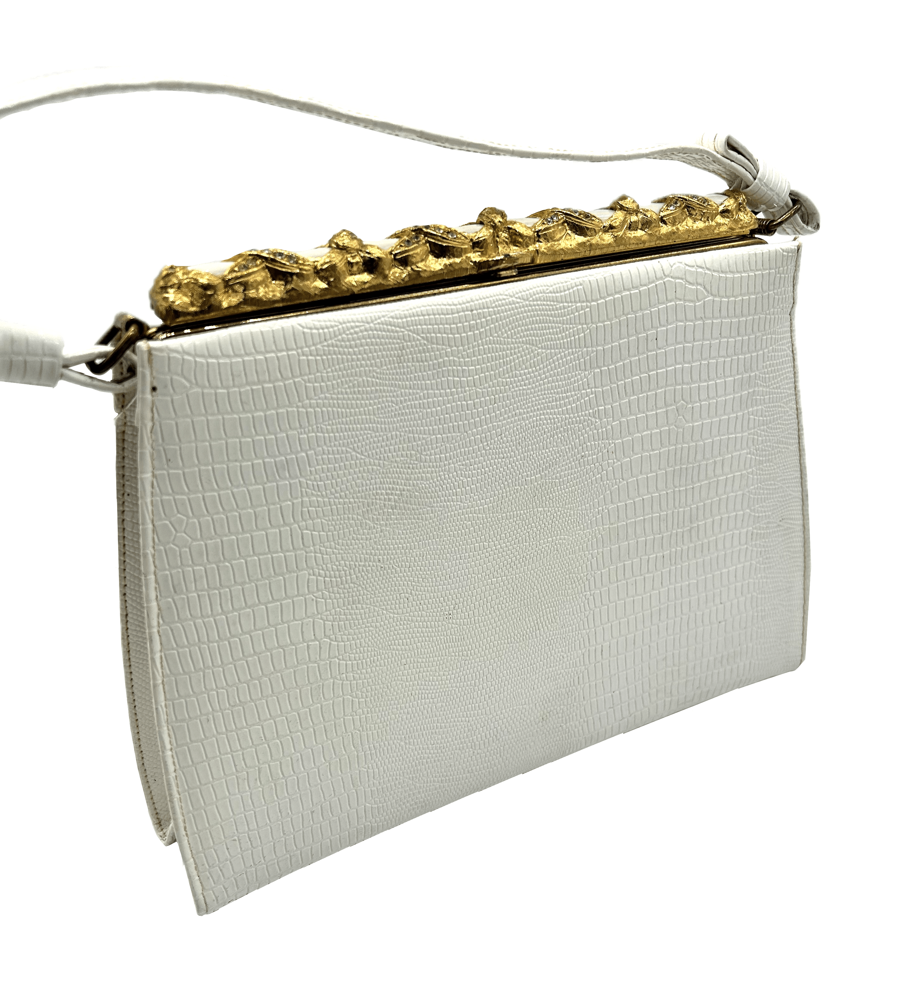 Vintage 1950's White & Gold Evening Handbag Size ONE SIZE - 1 Thumbnail