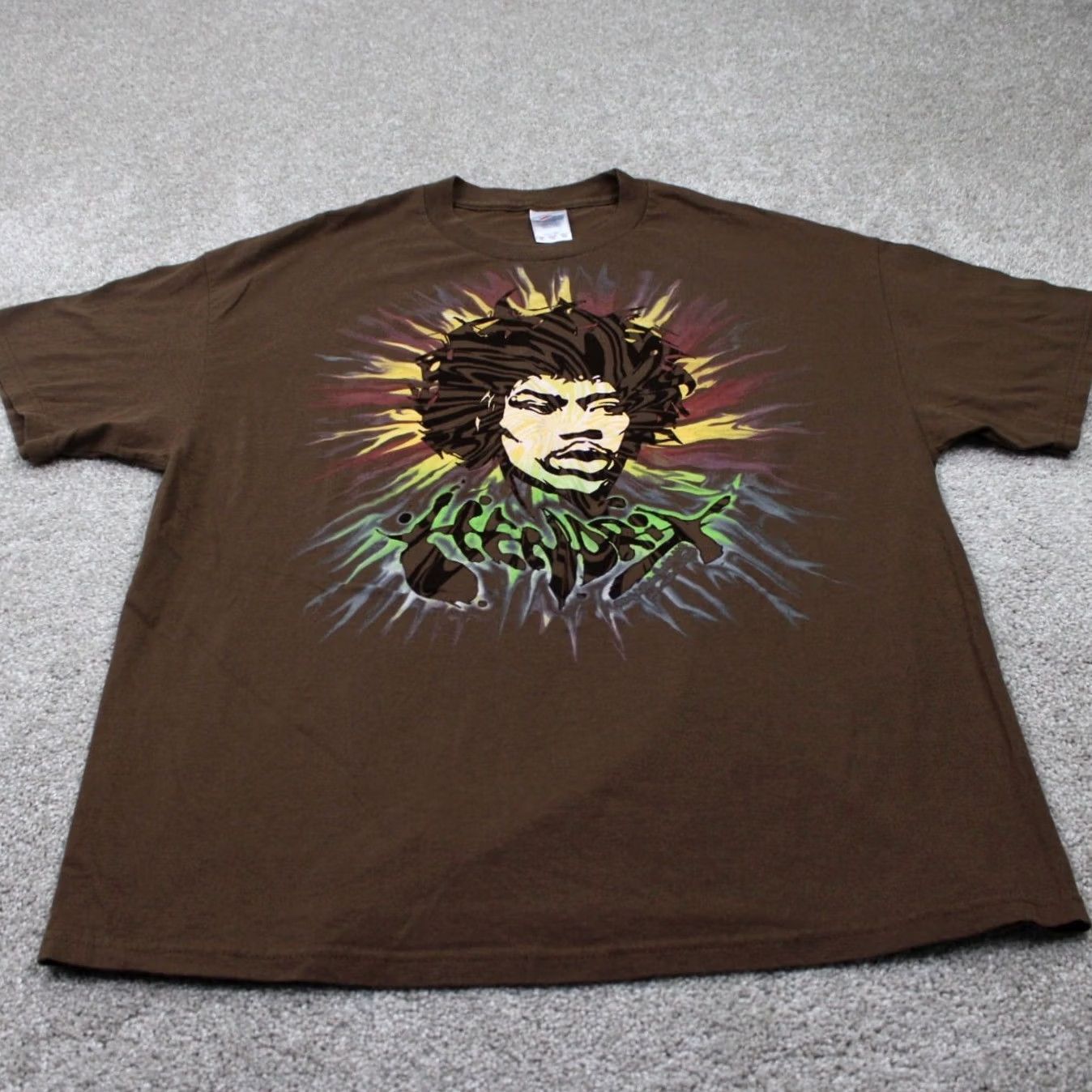 Vintage Jimi Hendrix Shirt Mens XL Brown Short Sleeve Tennessee River Band Music Rock Size US XL / EU 56 / 4 - 2 Thumbnail