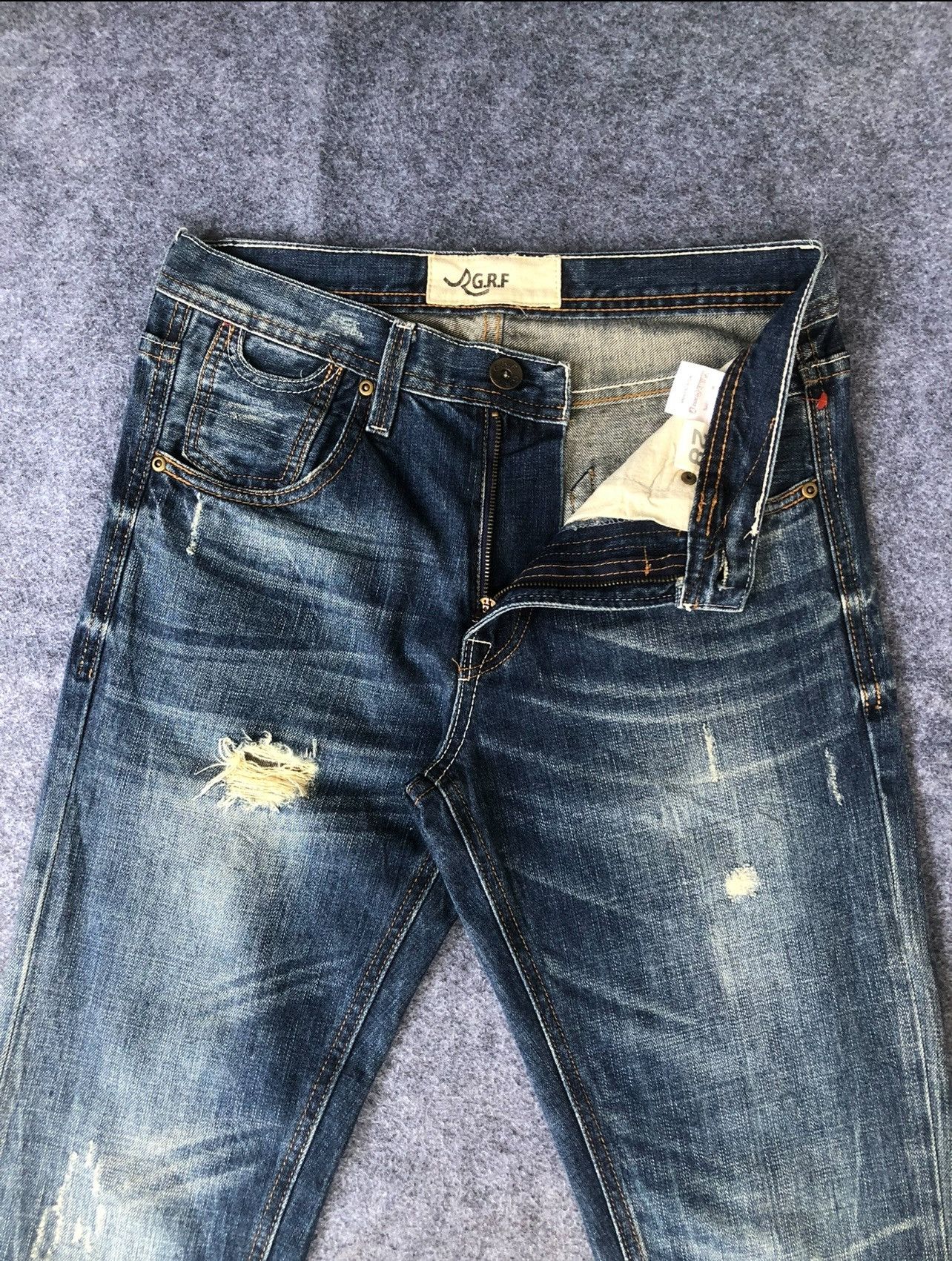 Japanese Brand Last Drop🔥🔥GRF Graphic Research Foundation Distressed Denim Size US 31 - 5 Thumbnail