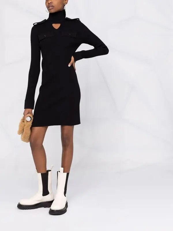 Bottega Veneta o1y0725 Turtleneck Mini Dress in Black Size M / US 6-8 / IT 42-44 - 5 Thumbnail