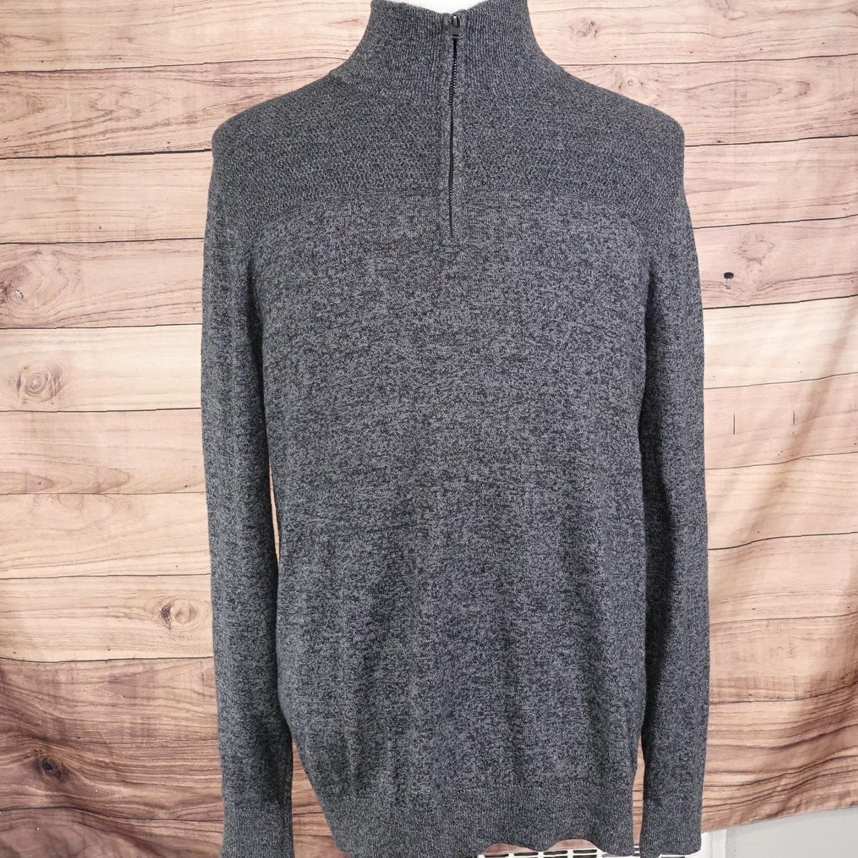 Banana Republic Banana Republic Sweater Mens Medium Gray 1/4 Zip Mock Neck Knit Pullover Luxe Size US M / EU 48-50 / 2 - 3 Thumbnail