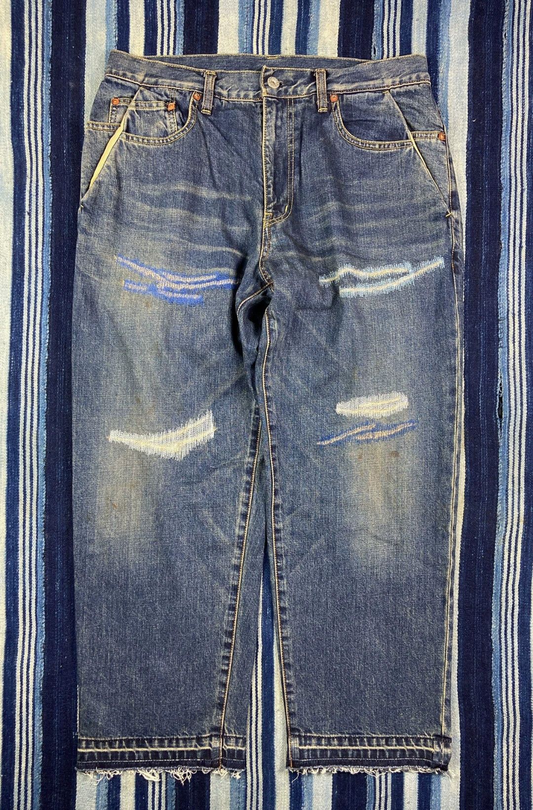 Beams Japan Beams Japan Heavy Wash Knife Distressed Tapered 9/10 M Size US 32 / EU 48 - 1 Thumbnail
