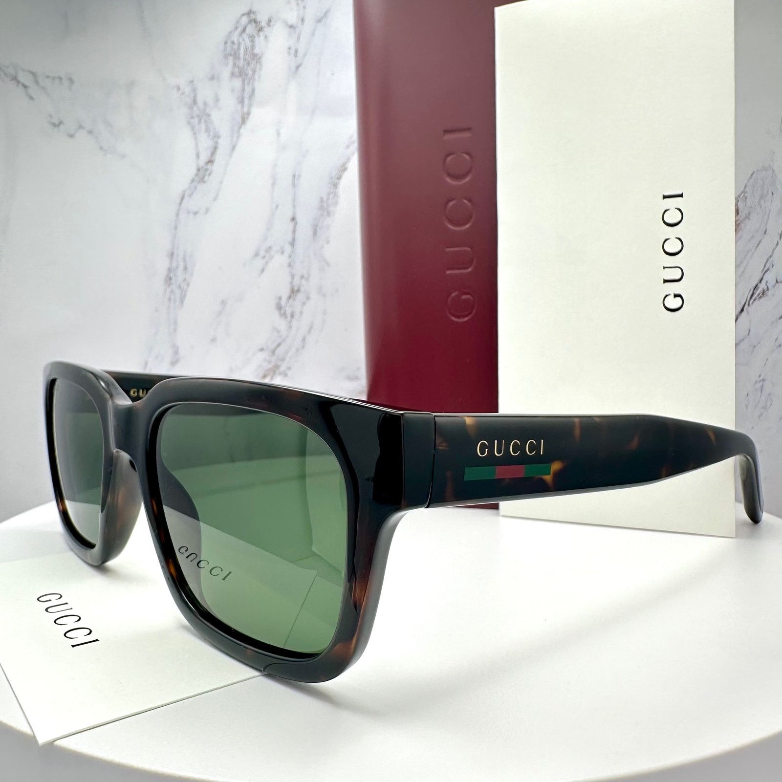 Gucci New GUCCI Sunglasses Brown Gold Red Green Web 55-20-145 mm Size ONE SIZE - 1 Thumbnail