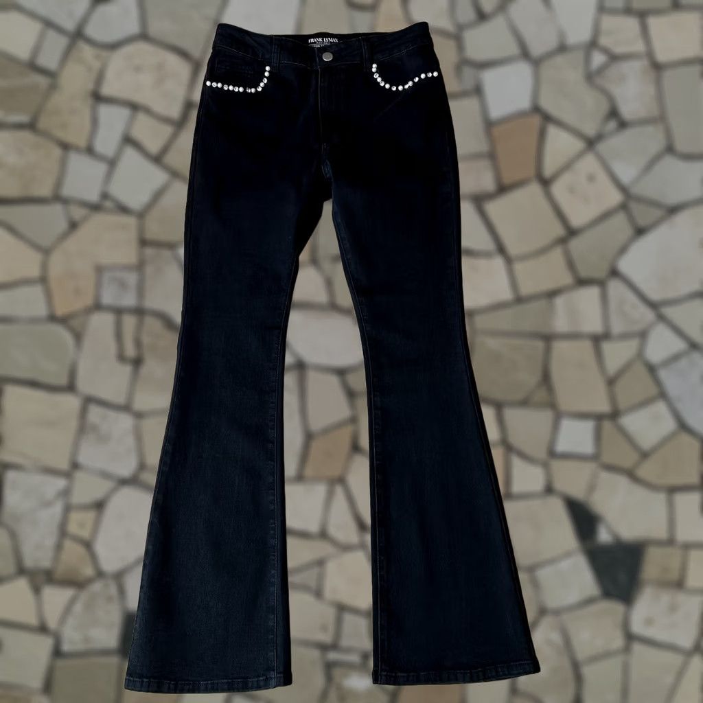 Denime VINTAGE Frank Lyman Montreal Embellished Flare Denim Jean Womens Medium Size 30" / US 8 / IT 44 - 1 Thumbnail
