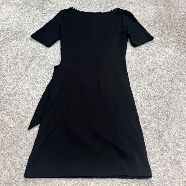 White House Black Market White House Black Market Dress Women Midi Ruched Beaded Boat Neck Black Work XS 2XS Vintage No Size XXS / US 00 / IT 34 - 2 Thumbnail