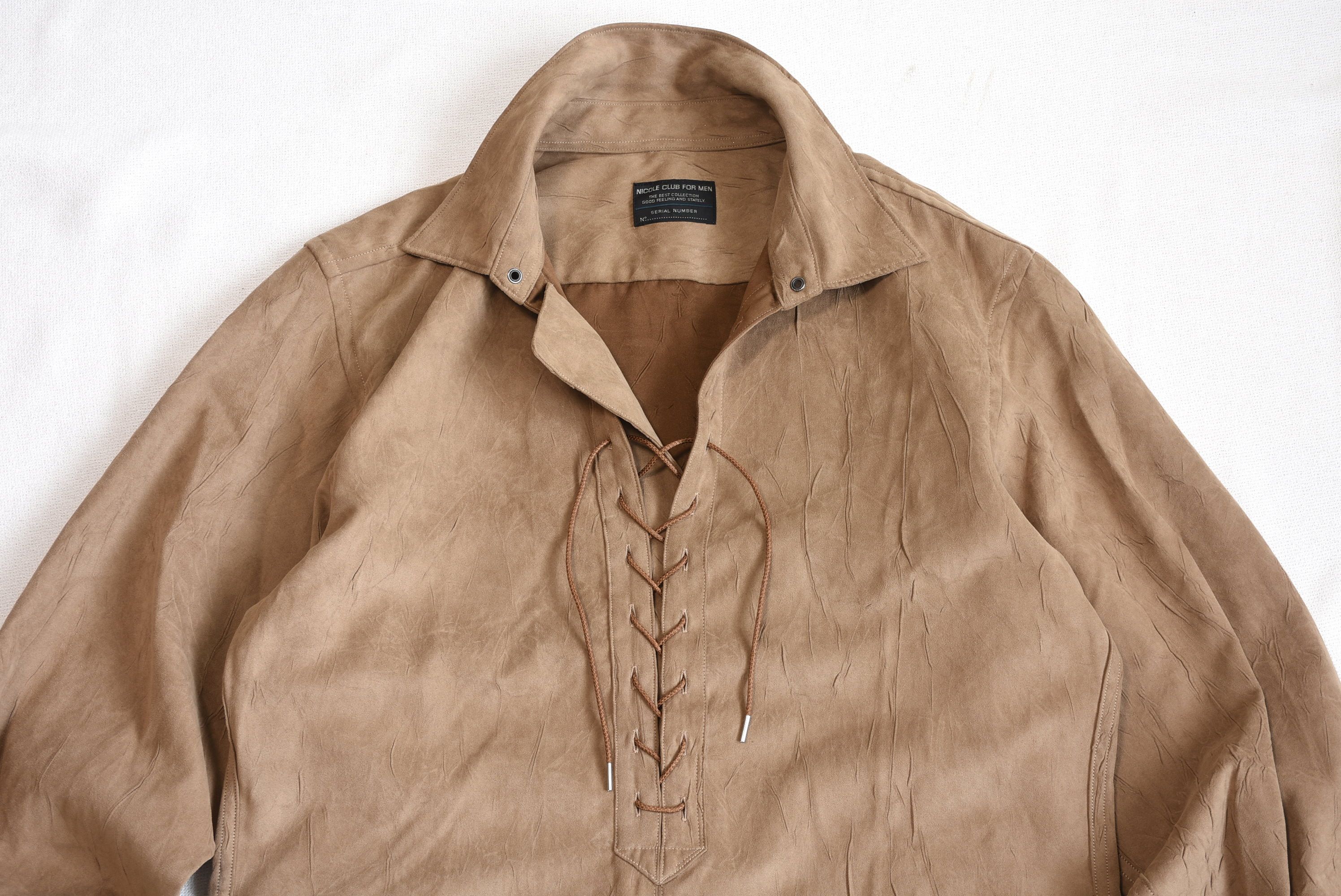 5351 POUR LES HOMMES NICOLE CLUB FOR MEN Lace-up faux suede shirt Size US M / EU 48-50 / 2 - 3 Thumbnail