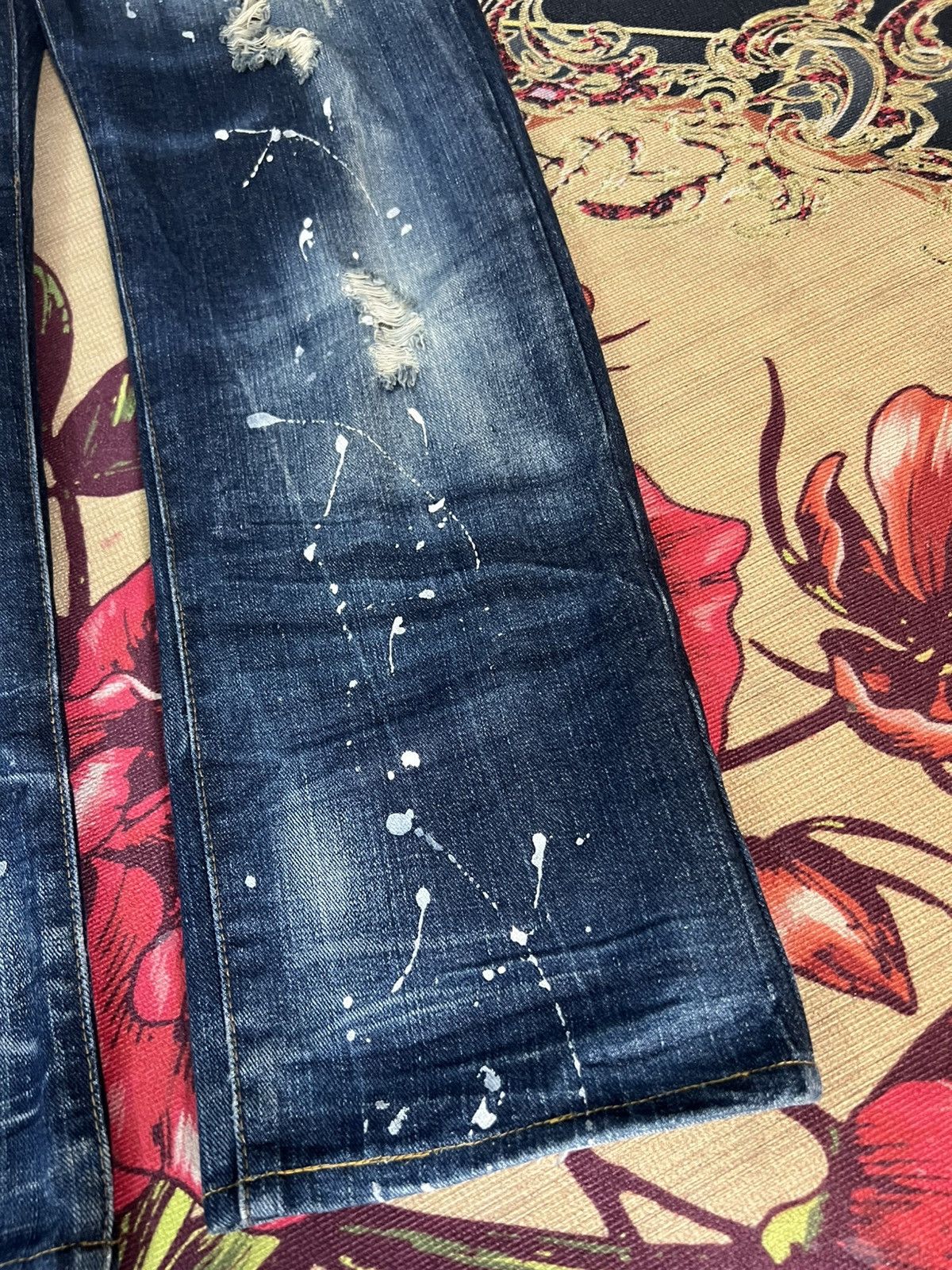 Japanese Brand VINTAGE ROOT THREE STYLE DISTRESSED PAINTER JEANS Size US 33 - 4 Thumbnail