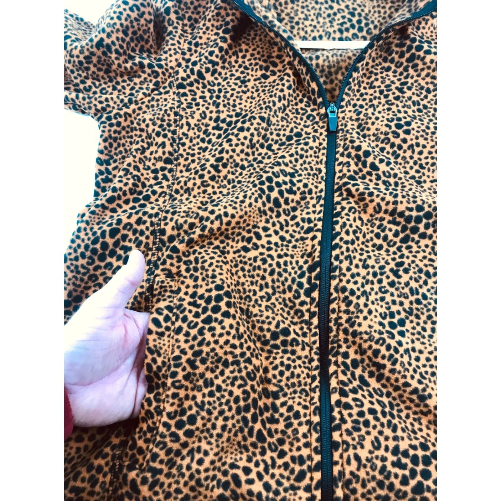 Lands' End Lands' End Jacket Womens Medium Brown Animal Print Full Zip Womens Size M / US 6-8 / IT 42-44 - 3 Thumbnail