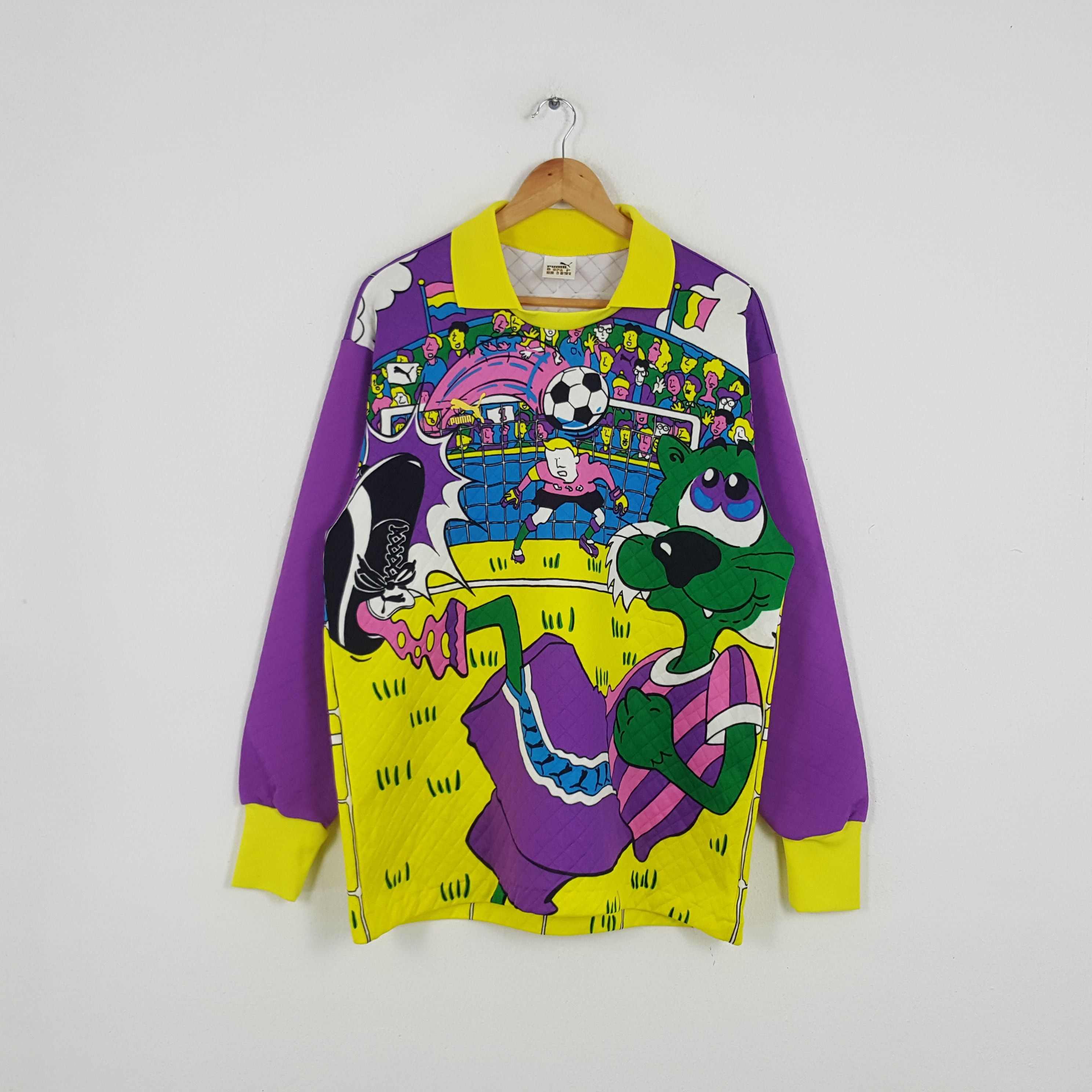 Puma × Vintage Vintage Puma Fullprint Sport Collared Sweatshirt Size US L / EU 52-54 / 3 - 1 Thumbnail