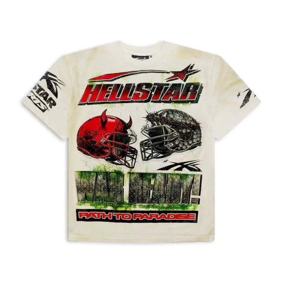 image of Hellstar Sports War Ready T-Shirt in Cream, Men's (Size XL)