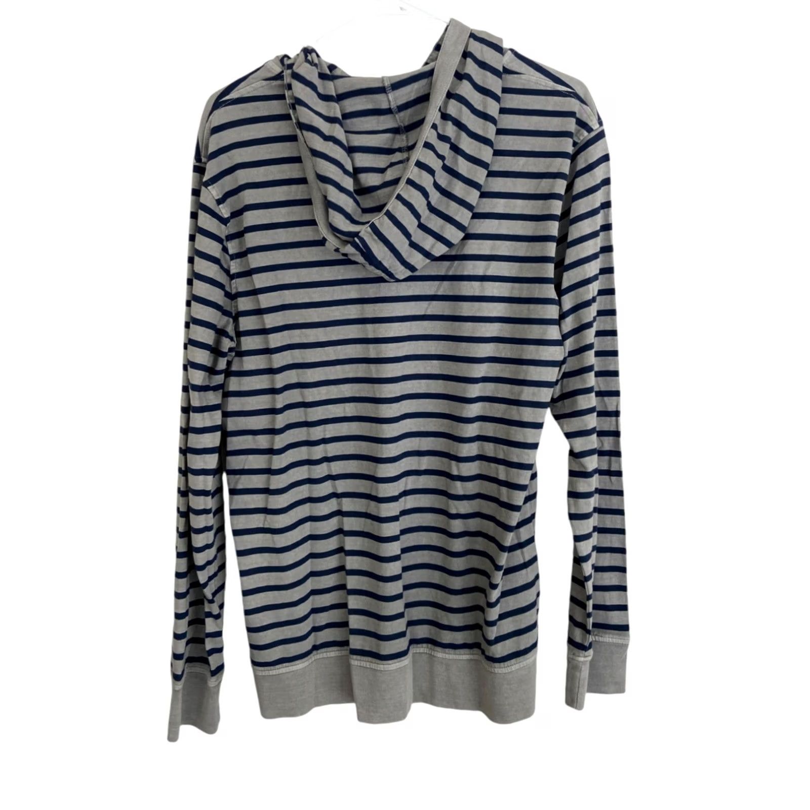 Lucky Brand Lucky Brand Mens Hoodie Size M Blue Gray Striped V-Neck Long Sleeve Pullover top Size US M / EU 48-50 / 2 - 2 Thumbnail