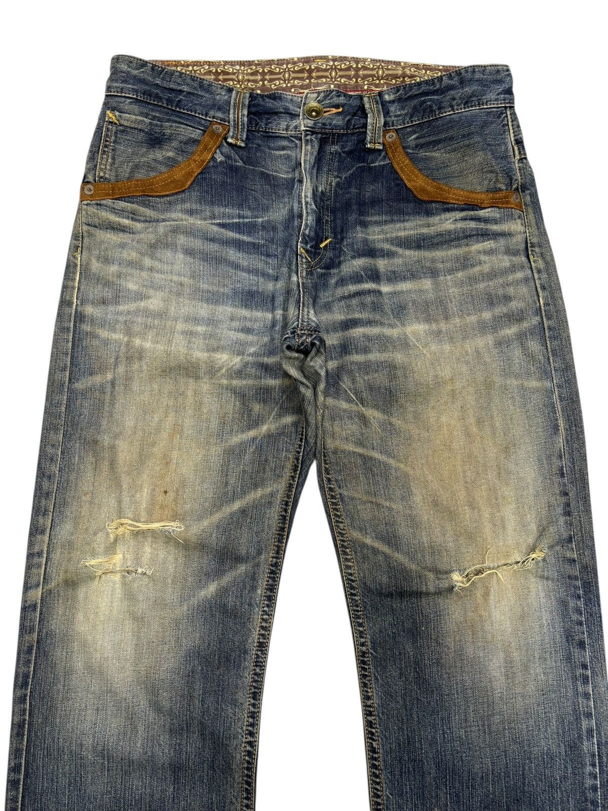 Kapital EDWIN COWBOY RUSTY MUD WASH BAGGY DISTRESSED DENIM JEANS Size US 36 / EU 52 - 5 Thumbnail