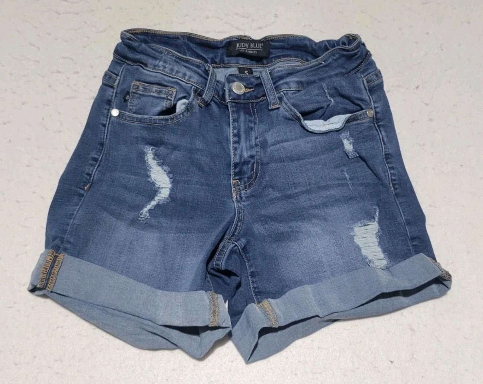 Other Judy Blue Denim Shorts Women’s S Distressed Rise Rolled Hem Size 28" / US 6 / IT 42 - 1 Thumbnail