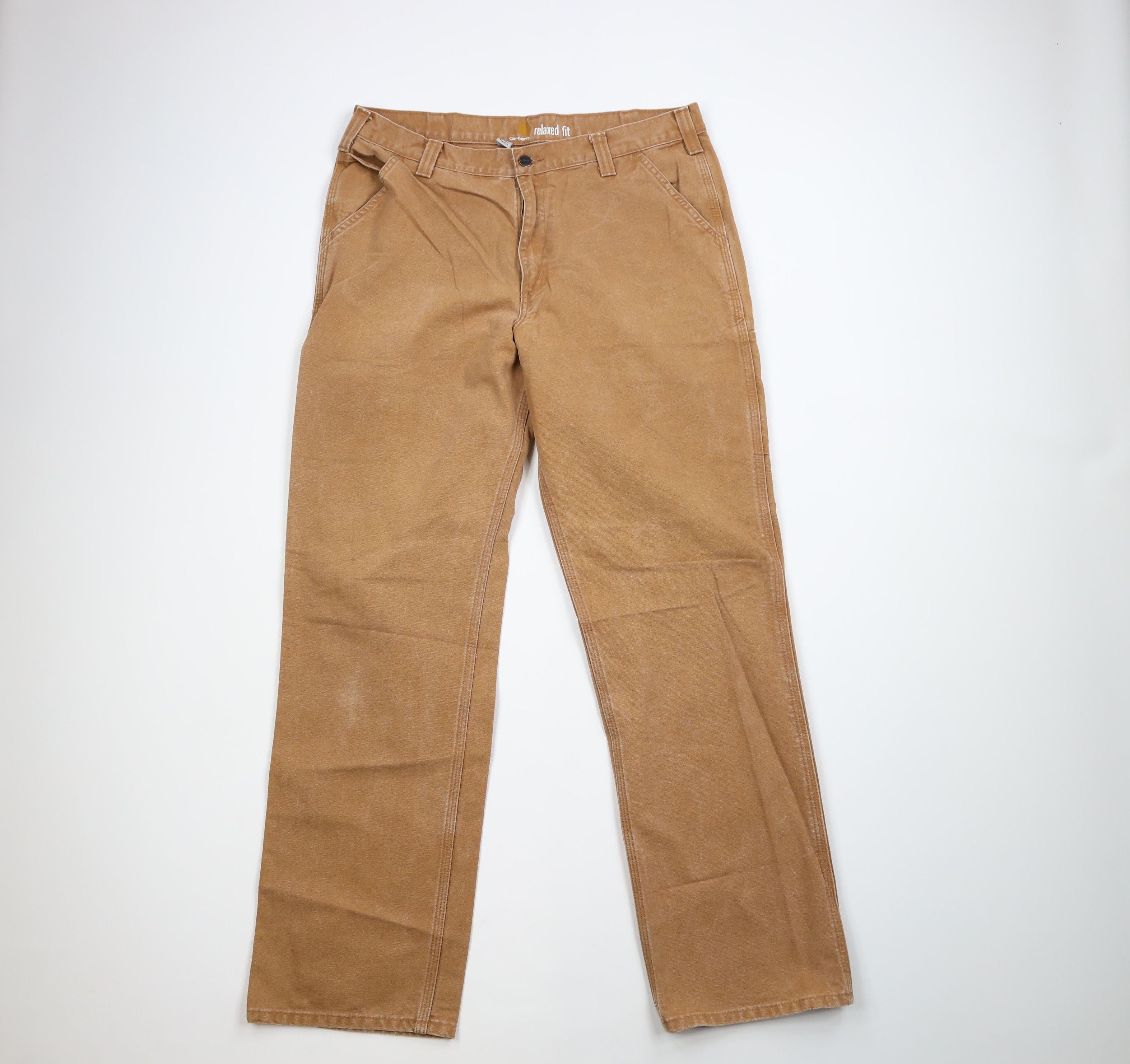 Carhartt × Vintage Carhartt Faded Spell Out Relaxed Fit Canvas Pants Duck Brown Size US 36 / EU 52 - 1 Thumbnail