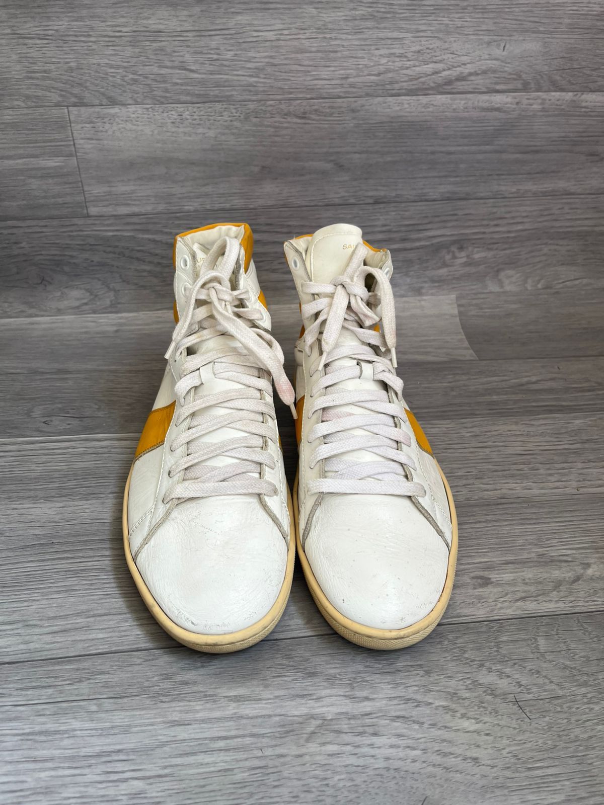 Saint Laurent Paris Saint Laurent SL/02H White Leather Hi-Top Sneakers Sz 43 Size US 10 / EU 43 - 5 Thumbnail