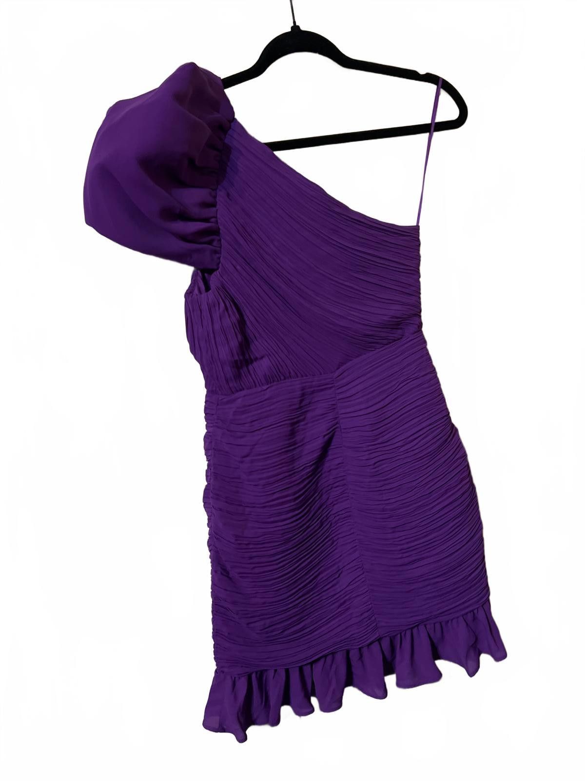 Express Express Purple One Shoulder Ruffled Mini Dress XS NWOT Size XS / US 0-2 / IT 36-38 - 7 Thumbnail