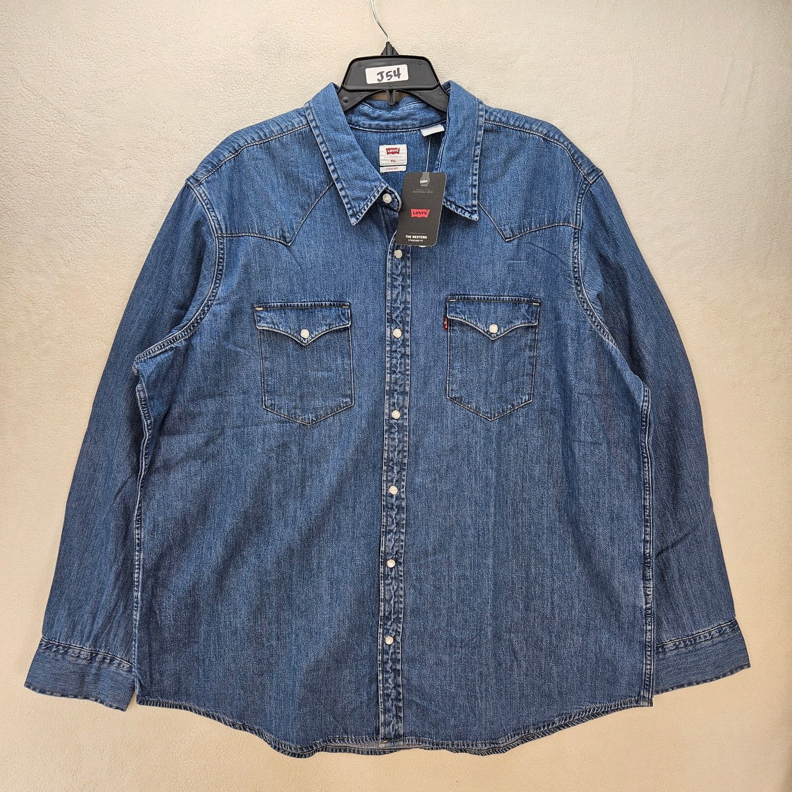 Levi's LEVI'S MEN'S XXL CLASSIC STARD FIT WESTERN SHIRT COTTON BLUE Size US XXL / EU 58 / 5 - 1 Thumbnail
