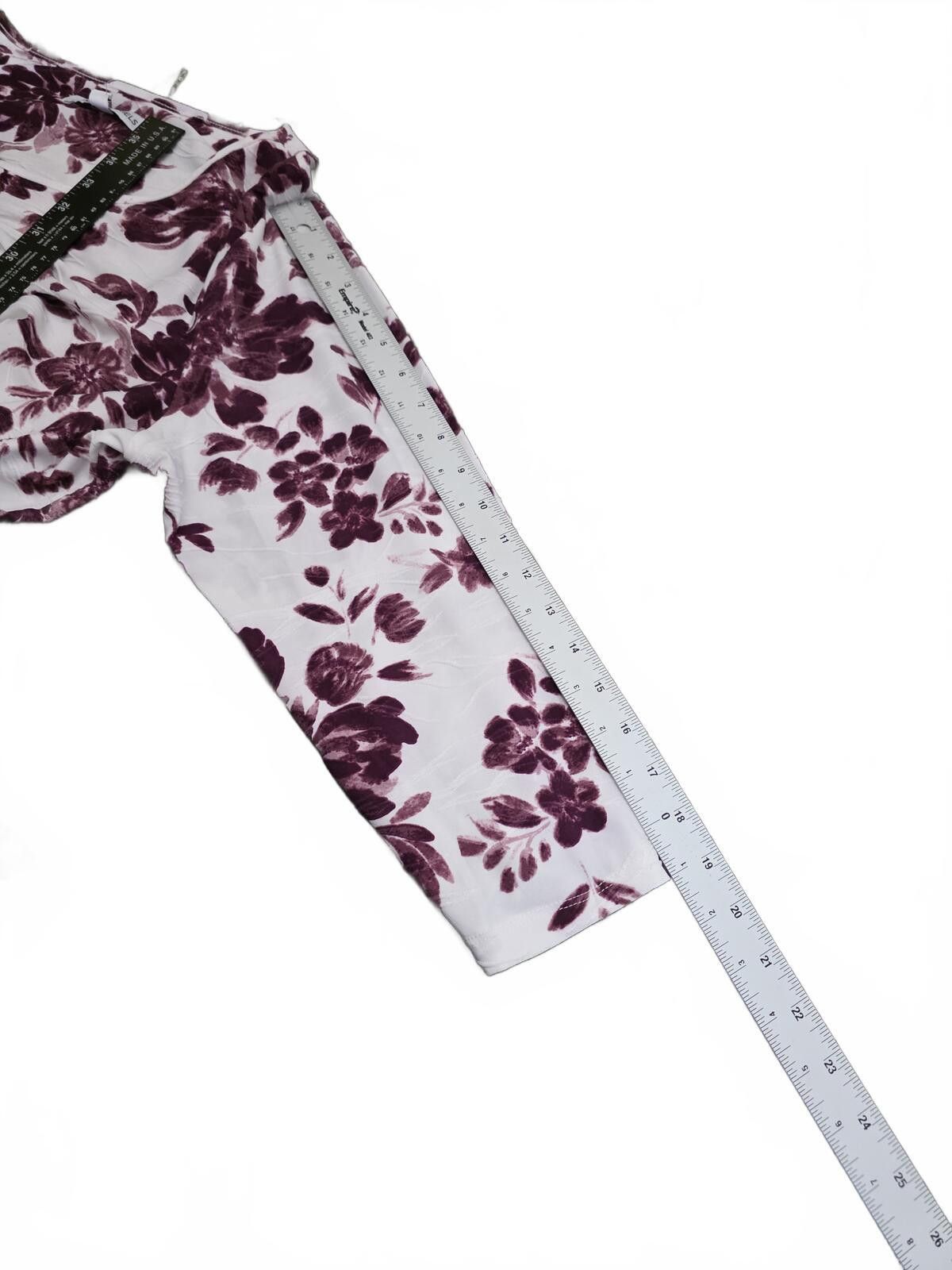 Other Emily Daniels XL Floral Print 3/4 Sleeve Top White & Purple Size XL / US 12-14 / IT 48-50 - 7 Thumbnail