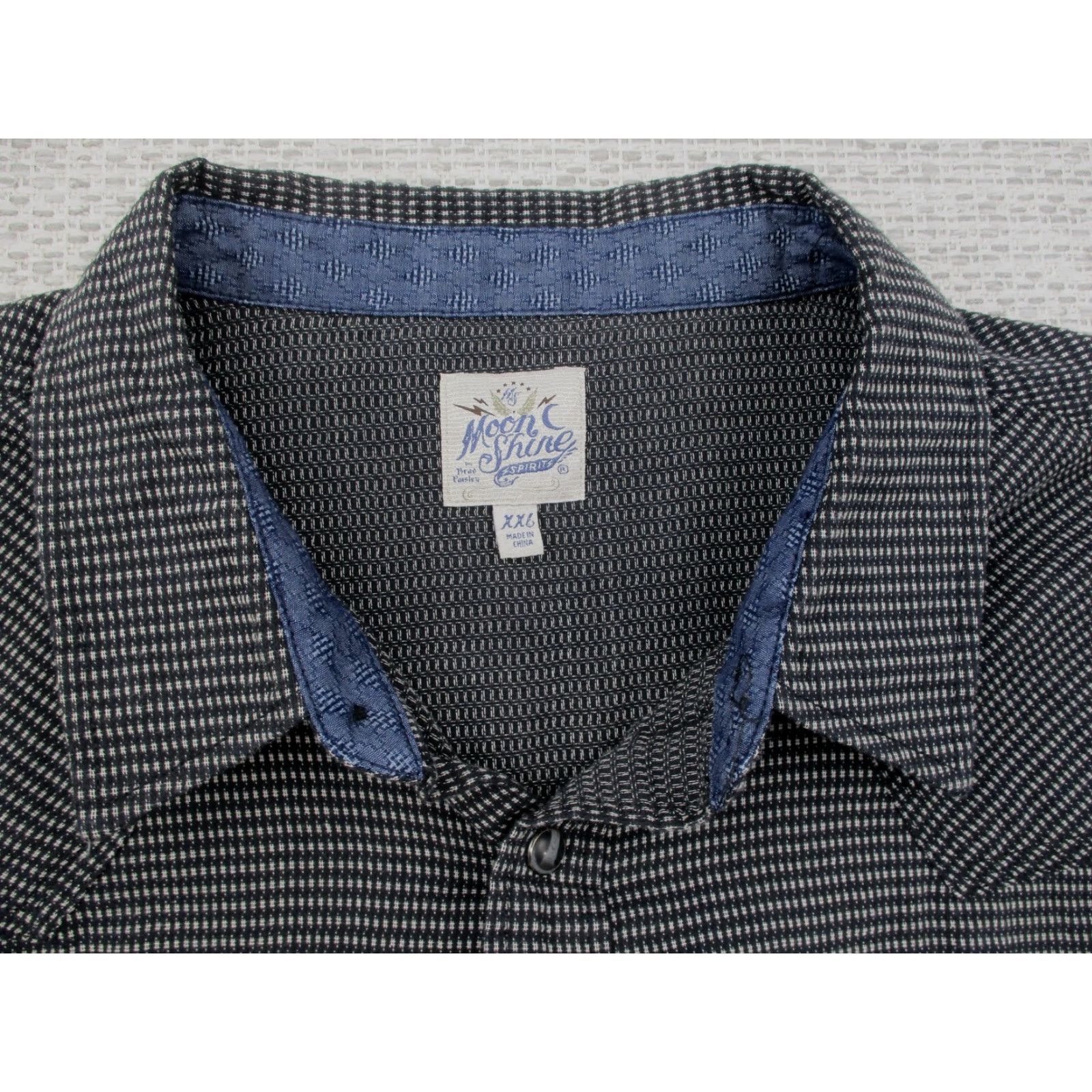 Vintage Moon Shine Spirit Shirt Mens 2XL Western Pearl Snap Long Sleeve Black Geometric Pattern Casual Workwear Shirt Mens 2XL Moon Shine Spirit Womens? Size US XXL / EU 58 / 5 - 6 Thumbnail