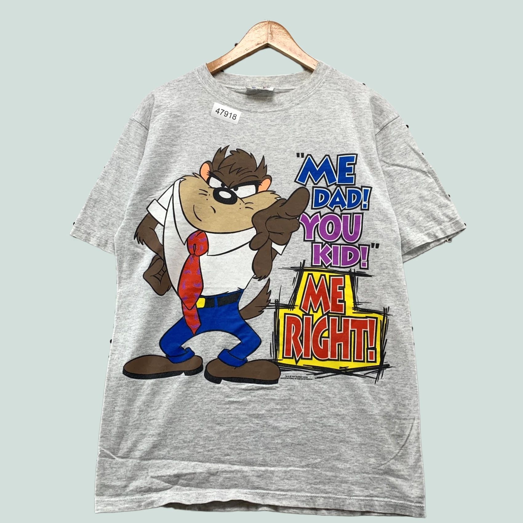 Vintage VINTAGE Looney Tunes TAZ Dad Funny T Shirt Mens M Gray 90s 1990s Single Stitch USA Mens Shirt Size US M / EU 48-50 / 2 - 1 Thumbnail