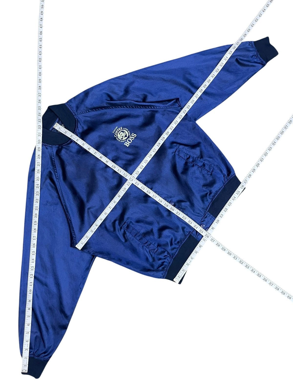 Tribal Streetwear Vintage Suntory BOSS Satin Bomber Jacket Blue M Size US M / EU 48-50 / 2 - 10 Thumbnail