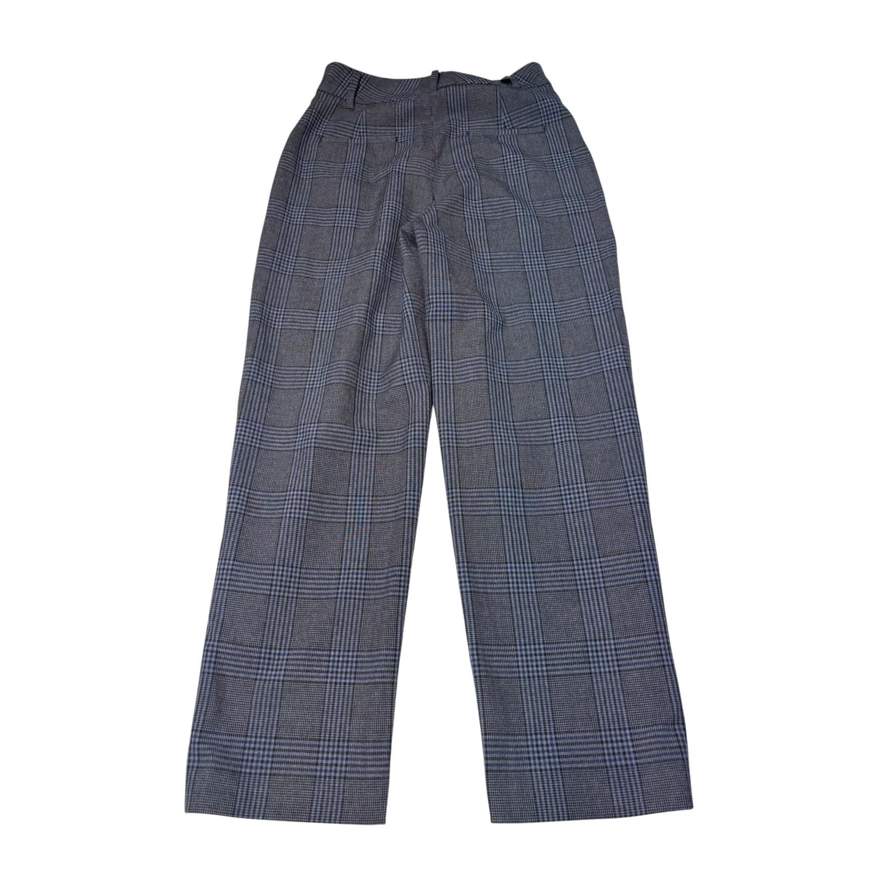 Vintage Wilfred Aritzia Plaid Wide Leg Trousers Womens 2 W26 L26 Grey Blue Glen Check Size ONE SIZE - 5 Thumbnail