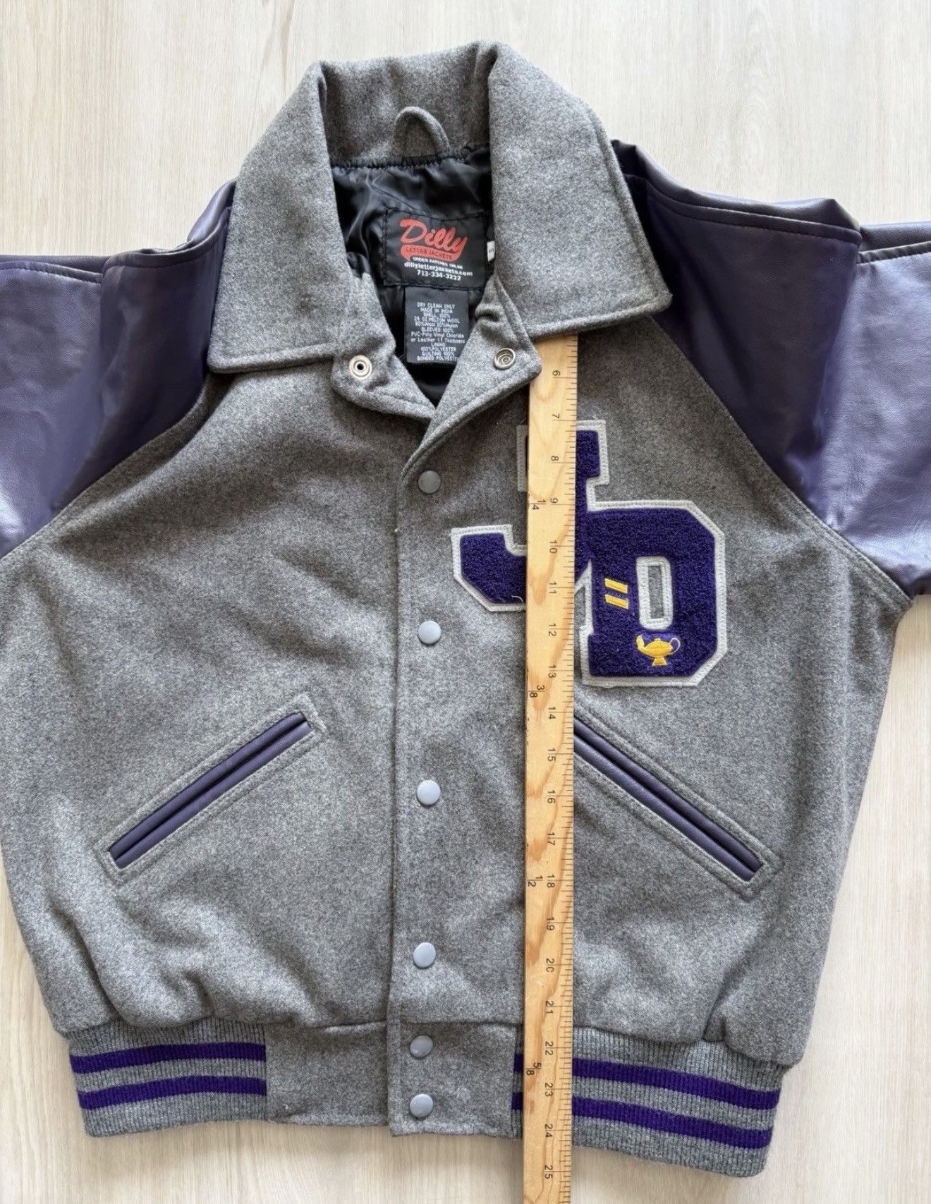 Other Dilly Varsity Letterman Bomber GrayPurple JD Genie Lamp Sz S Size US S / EU 44-46 / 1 - 6 Thumbnail