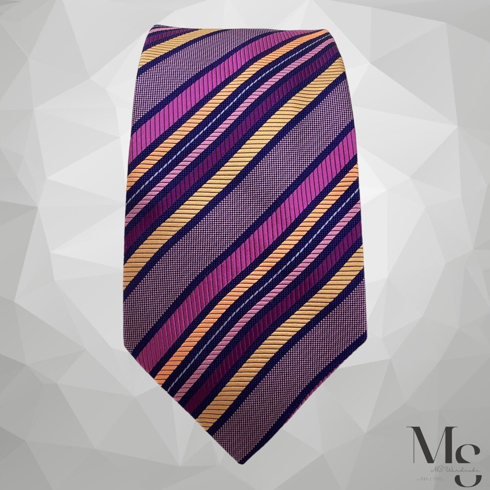 Duchamp London DUCHAMP LONDON Purple Striped Silk Tie Hand Made Englland Size ONE SIZE - 3 Thumbnail