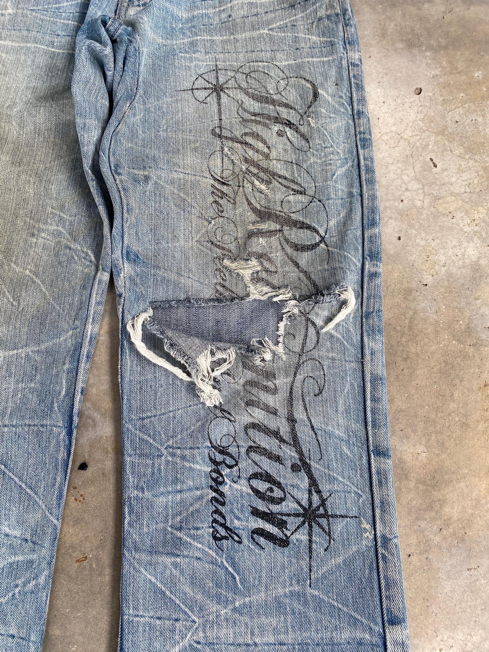 If Six Was Nine 💥BEST OFFER💥WILD LITE SKULL BONES DISTRESSED DENIM Size US 32 / EU 48 - 9 Thumbnail