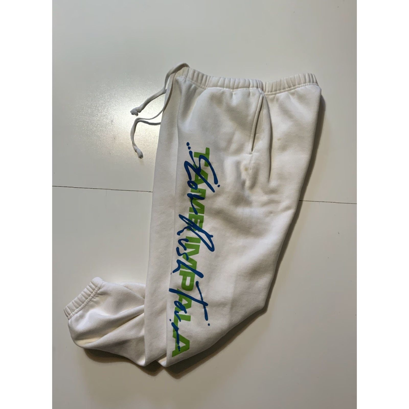 Vintage Tame Impala Slow Rush Tour Official Band Merch Sweatpants Unisex Adults S White Psychedelic Rock Pants Size US 29 - 2 Thumbnail