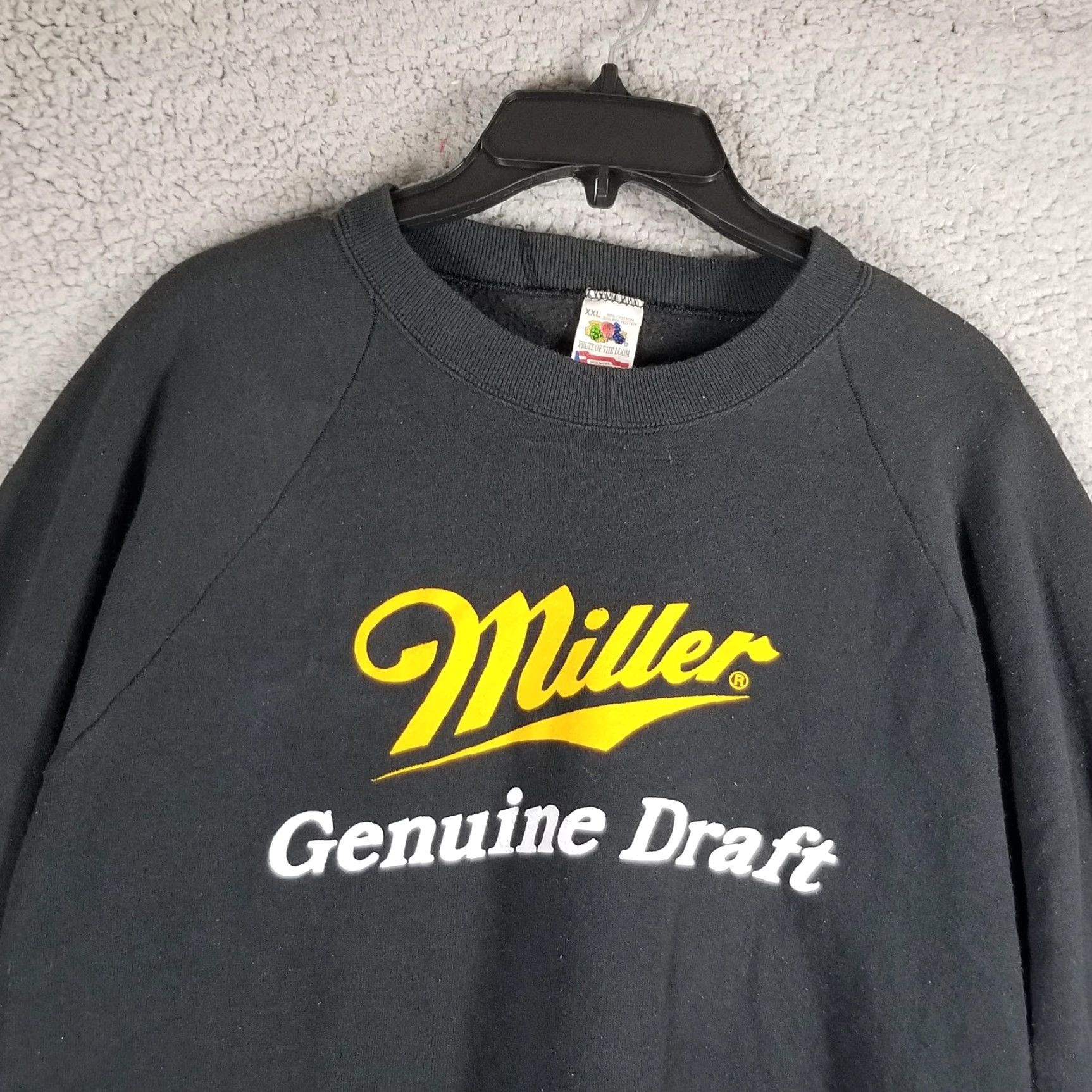 Fruit Of The Loom Vintage Sweatshirt Miller Genuine Draft 2XL Crewneck Mens Black Beer Promo USA 90s Size US XXL / EU 58 / 5 - 2 Thumbnail