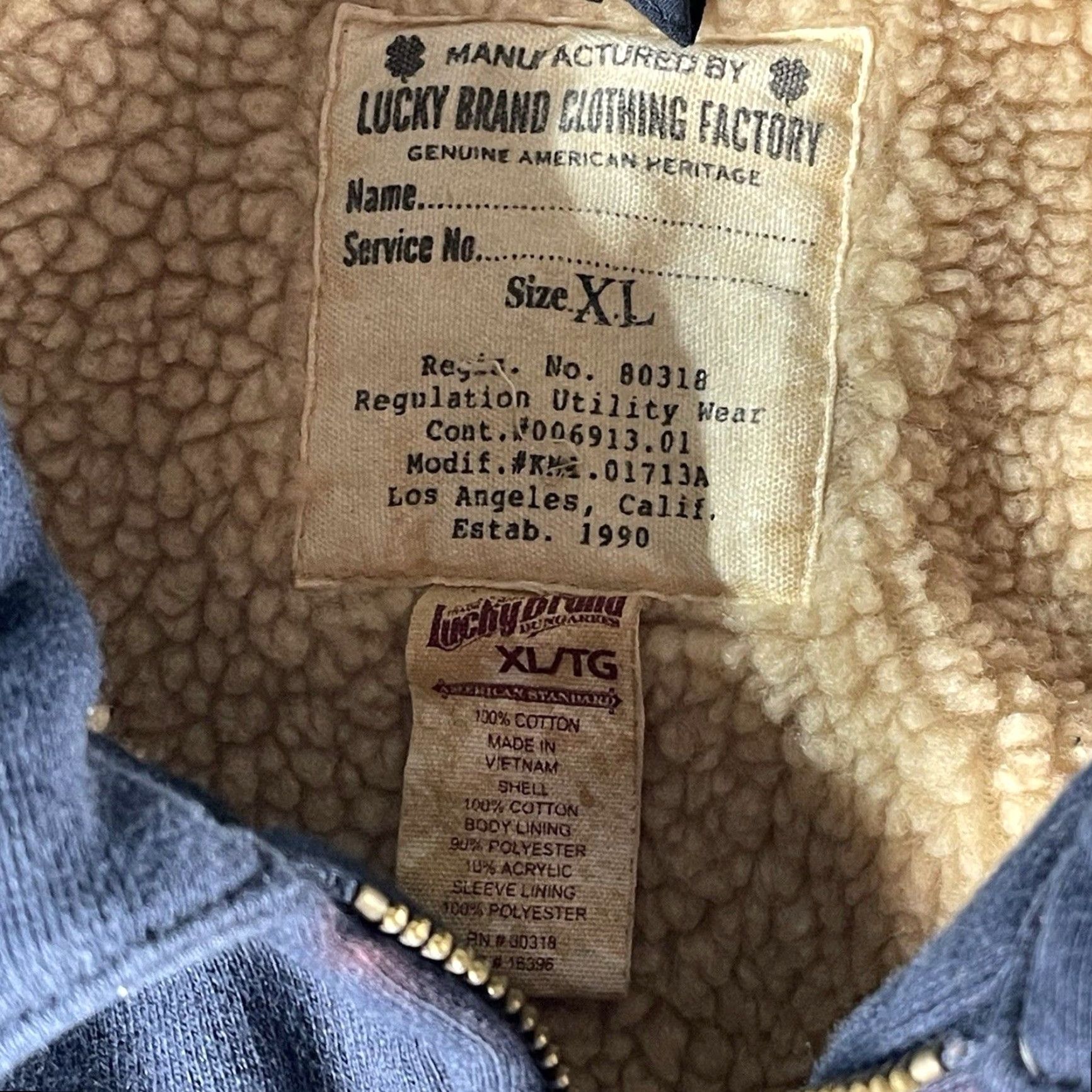 Lucky Brand Lucky Brand Coat Jacket Sherpa Lined Blue Mens XL Regular Army Style Zip Buttoned Front Size US XL / EU 56 / 4 - 3 Thumbnail