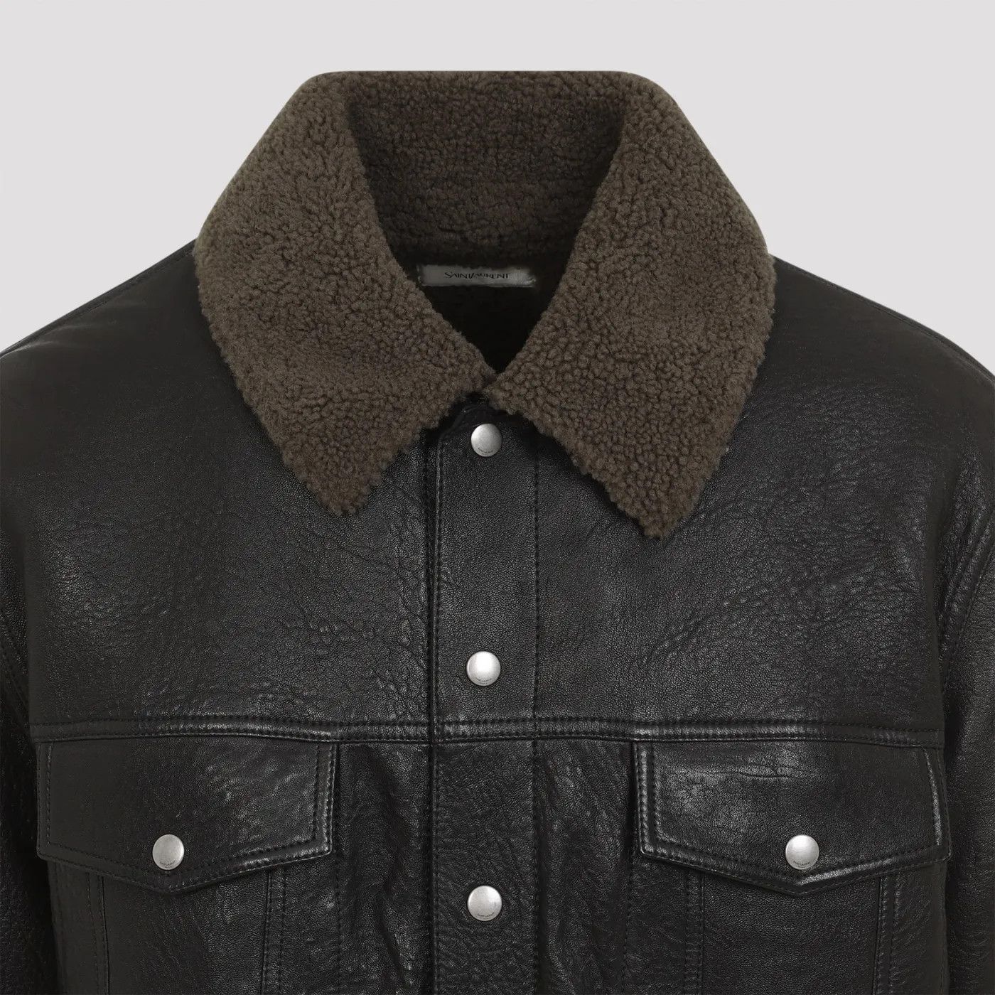 Saint Laurent Paris oc11z1225 801809 Short Jacket in Grained Lambskin in Black Size US L / EU 52-54 / 3 - 3 Thumbnail