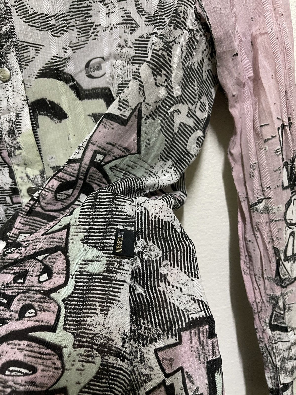 Just Cavalli × Vintage Just Cavalli Full Printed Gravity Shirt Long Sleeve Size L / US 10 / IT 46 - 8 Thumbnail