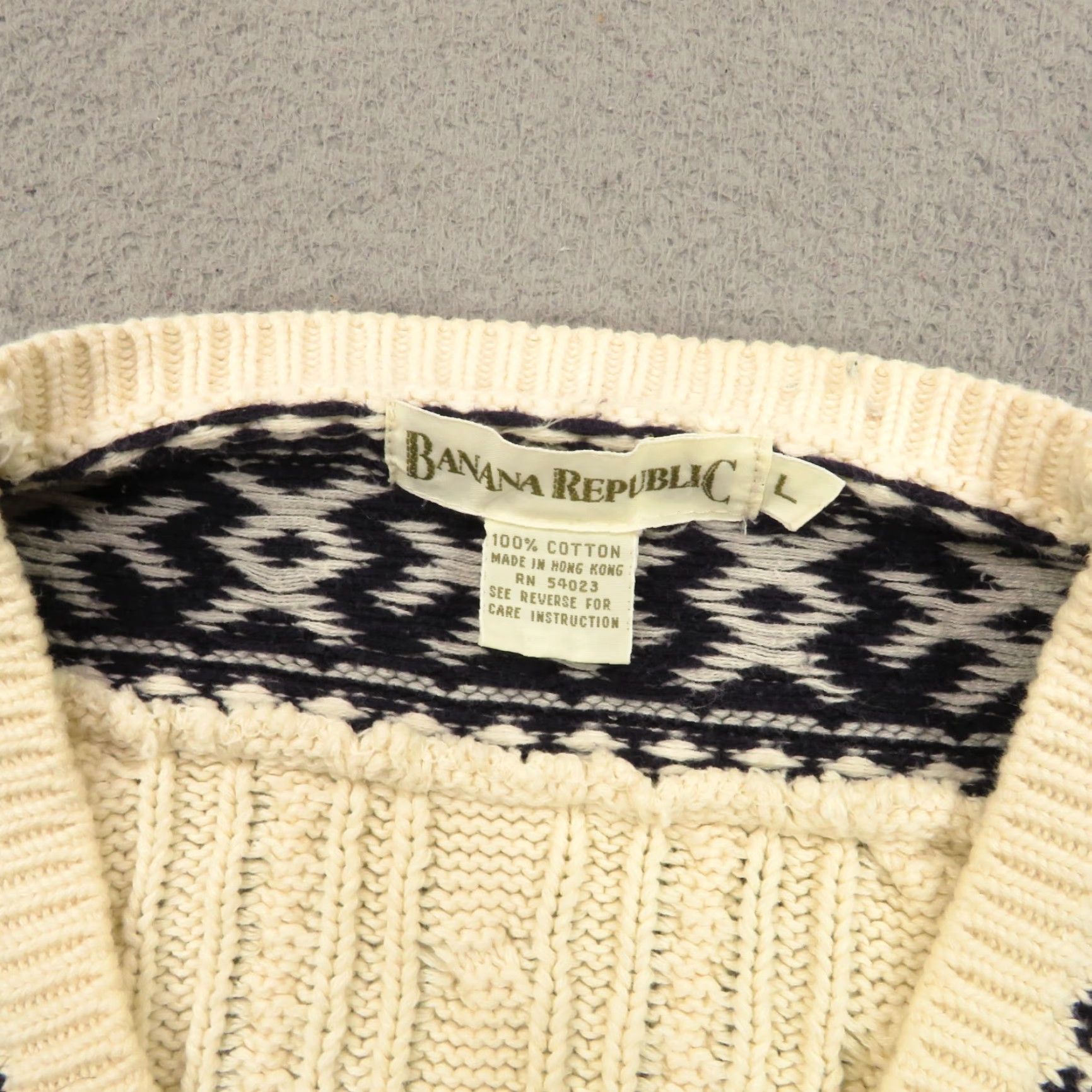 Banana Republic VINTAGE Banana Republic Sweater Mens Large Cable Knit Varsity Tennis Criquet 80s Size US L / EU 52-54 / 3 - 7 Thumbnail