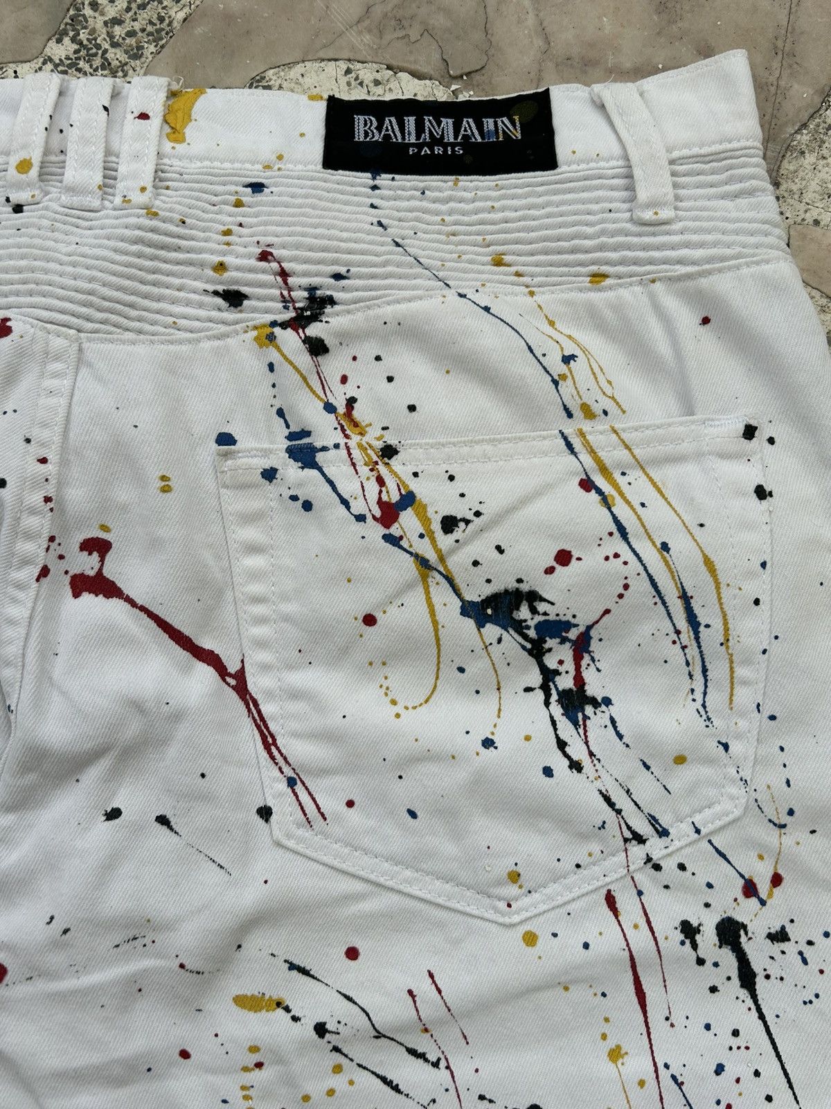 Balmain Balmain Vintage 90s Paint Splatter Shorts Size US 34 / EU 50 - 8 Thumbnail