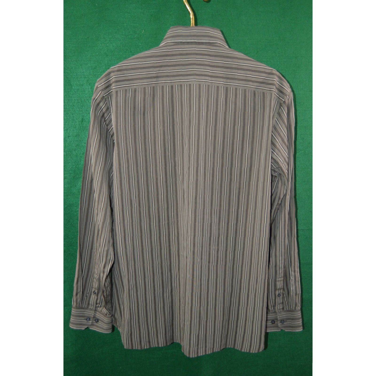 Banana Republic Banana Republic Shirt Mens L/S Brown Stripe XL Slim Fit Shirt Size US XL / EU 56 / 4 - 2 Thumbnail
