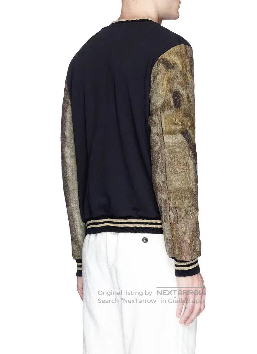 Dries Van Noten Black Bomber Jacket with Printed Sleeves, Size M. Size US M / EU 48-50 / 2 - 3 Thumbnail