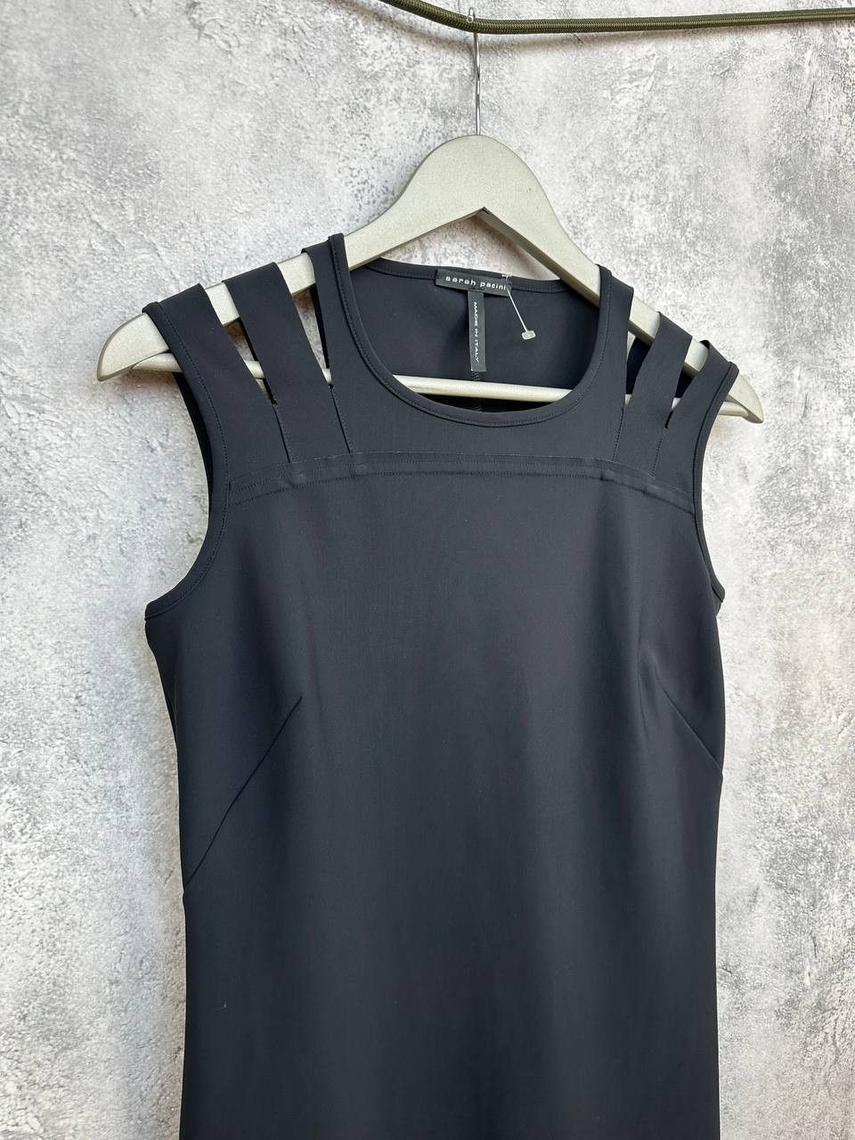 Sarah Pacini Sarah Pacini Sleeveless Black Midi Dress Strappy Shoulder Size S / US 4 / IT 40 - 3 Thumbnail
